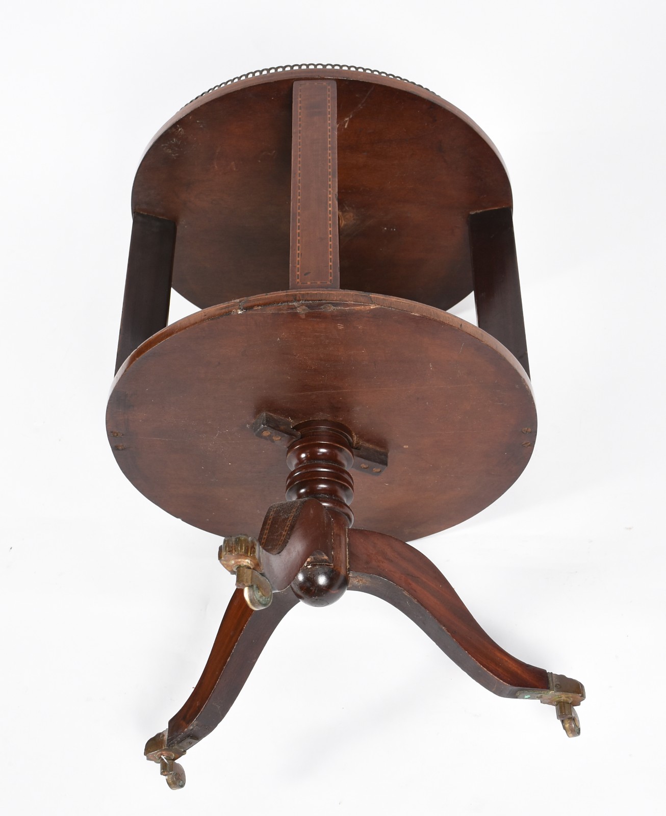 Mesa auxiliar de madeira nobre, dita "book table", cercadura de metal... - foto 6 de 6