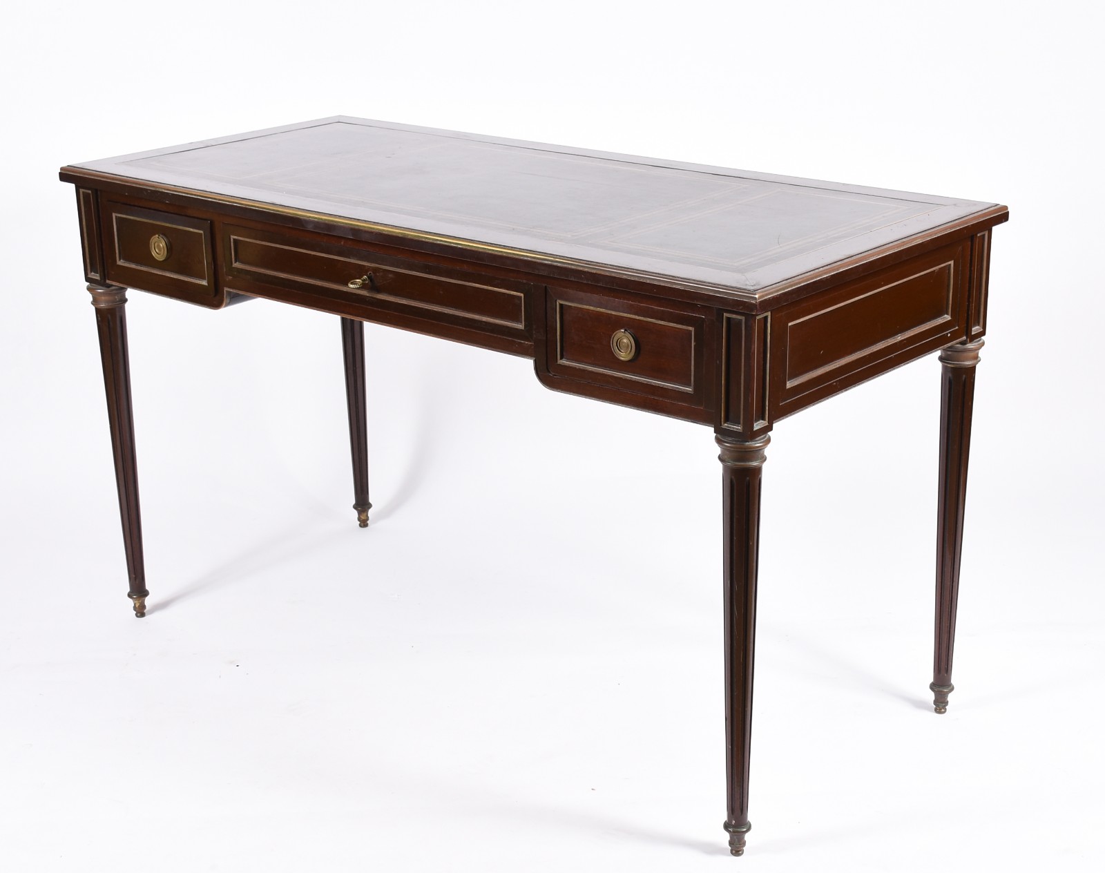 Mesa de escritório de madeira nobre com 3 gavetas, , detalhes em... - foto 1 de 7