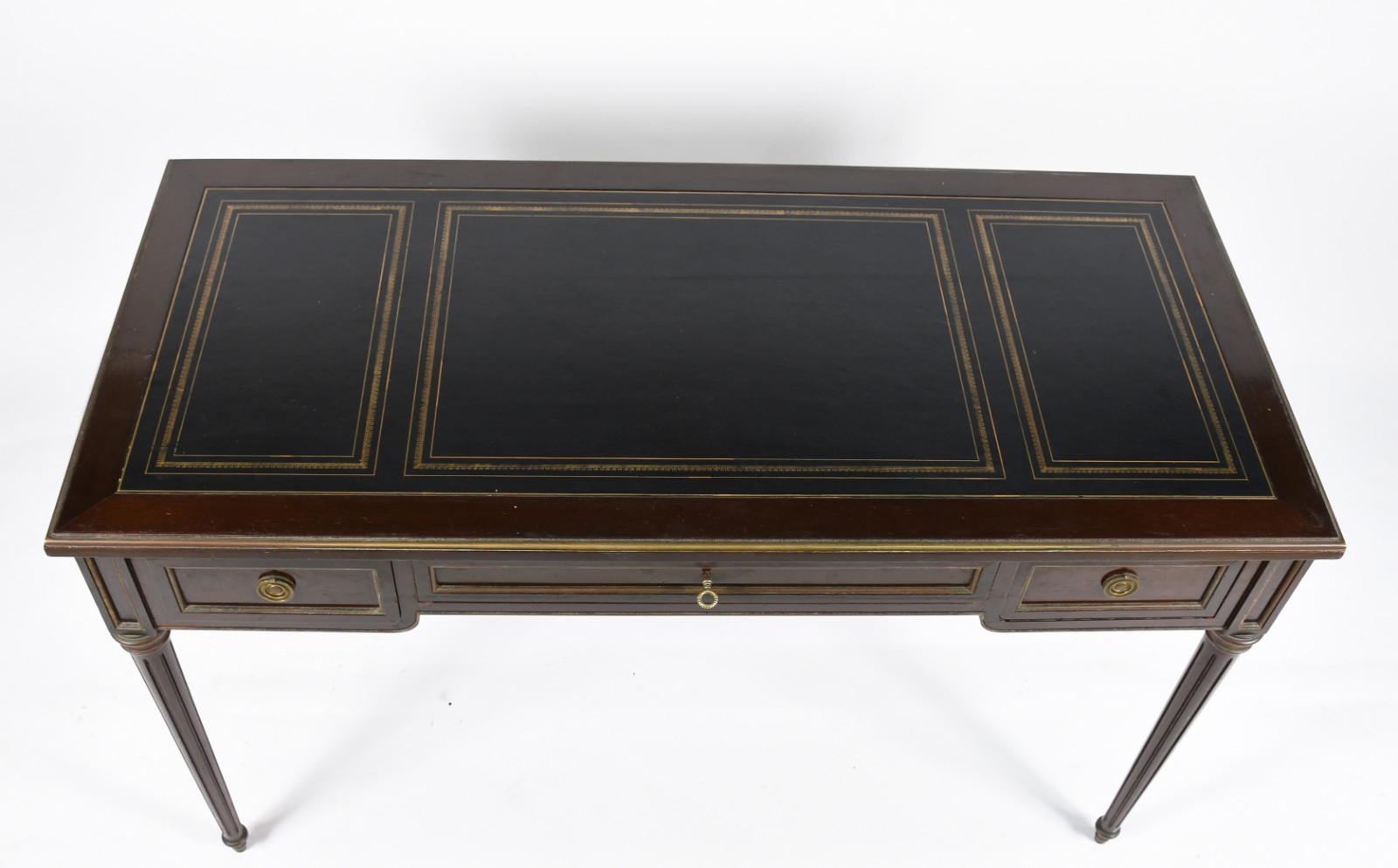 Mesa de escritório de madeira nobre com 3 gavetas, , detalhes em... - foto 3 de 7