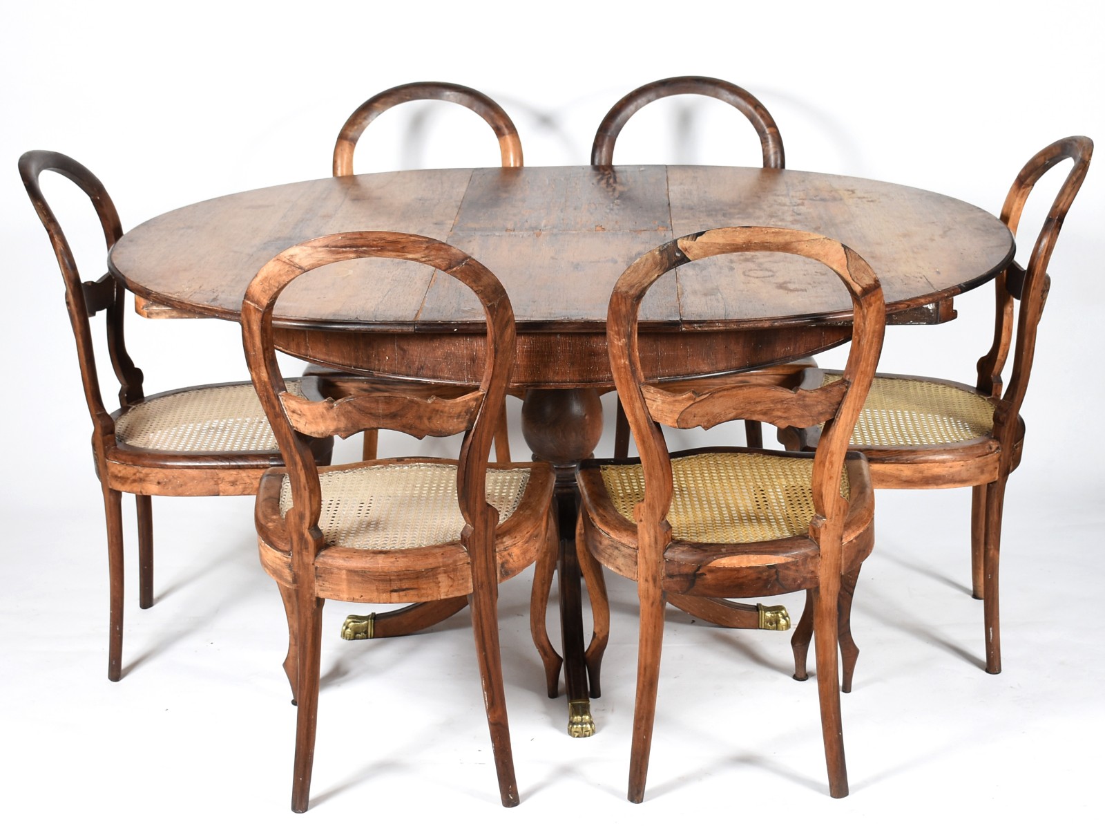 Conjunto para sala de jantar, composto de mesa de madeira nobre com... - foto 1 de 11