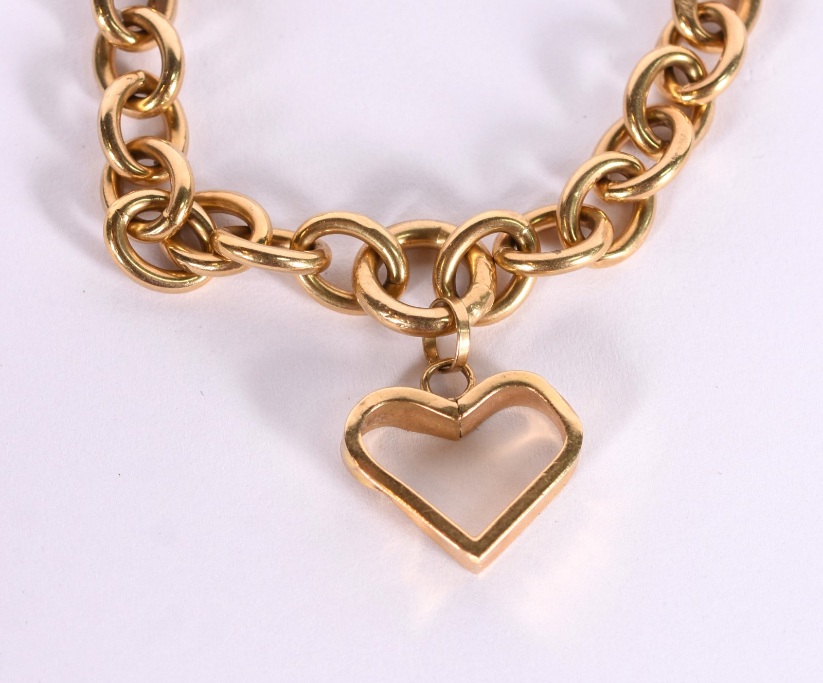 Pulseira de ouro 18 k com elos e pendente no feitio coração, faltando... - foto 1 de 4
