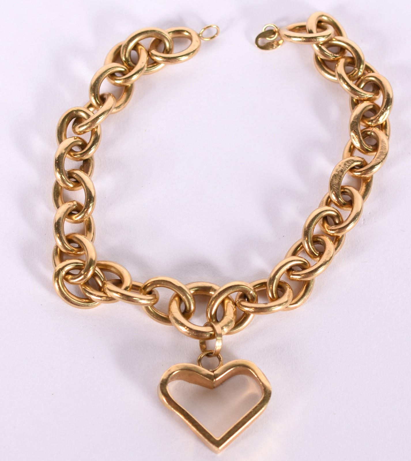 Pulseira de ouro 18 k com elos e pendente no feitio coração, faltando... - foto 2 de 4