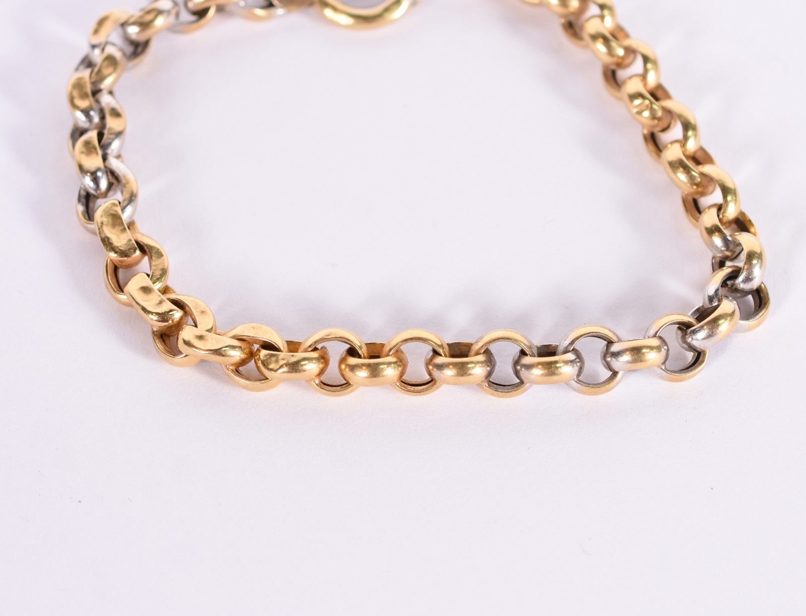 Pulseira de elos portugueses de ouro 18 k e ouro branco, contraste... - foto 1 de 5