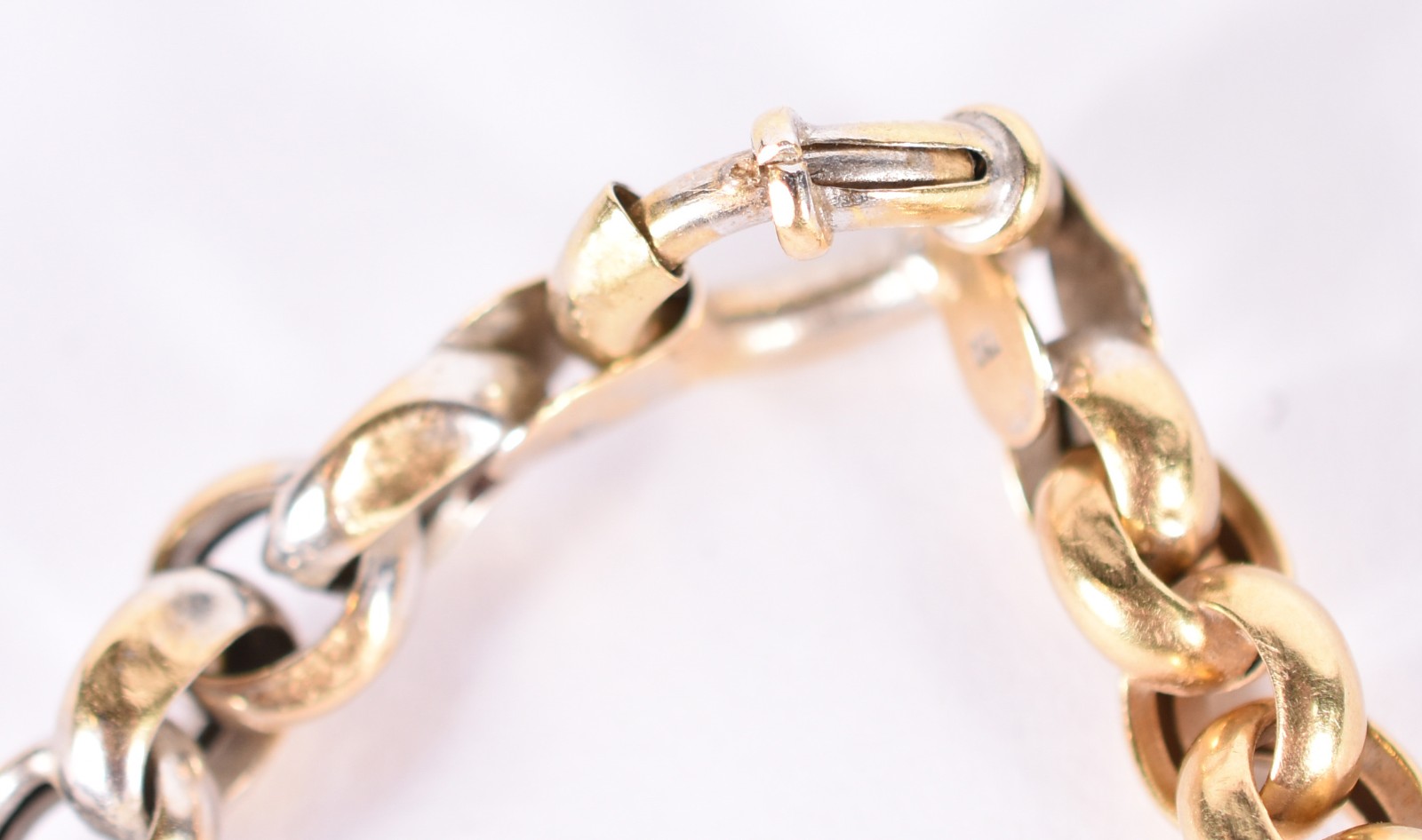 Pulseira de elos portugueses de ouro 18 k e ouro branco, contraste... - foto 3 de 5