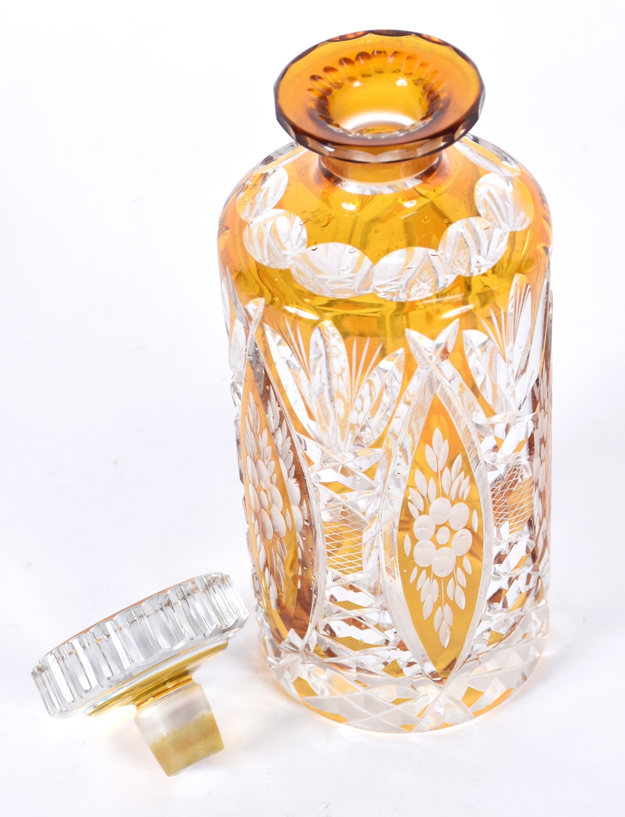 Conjunto de cristal lapidado na cor laranja composto de garrafa e 6... - foto 3 de 4