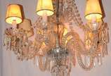 Lustre de cristal para 8 luzes com pingentes la... - Lustre de cristal para 8 luzes com pingentes lapidados