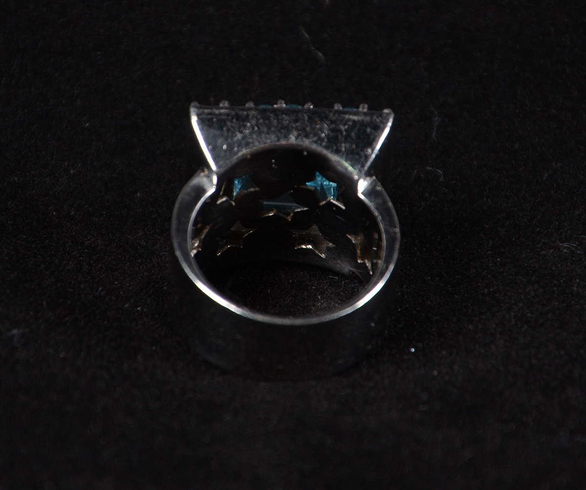 Anel de ouro branco, aro 18, com 1 ct de brilhante e 5 ct's de... - foto 3 de 3