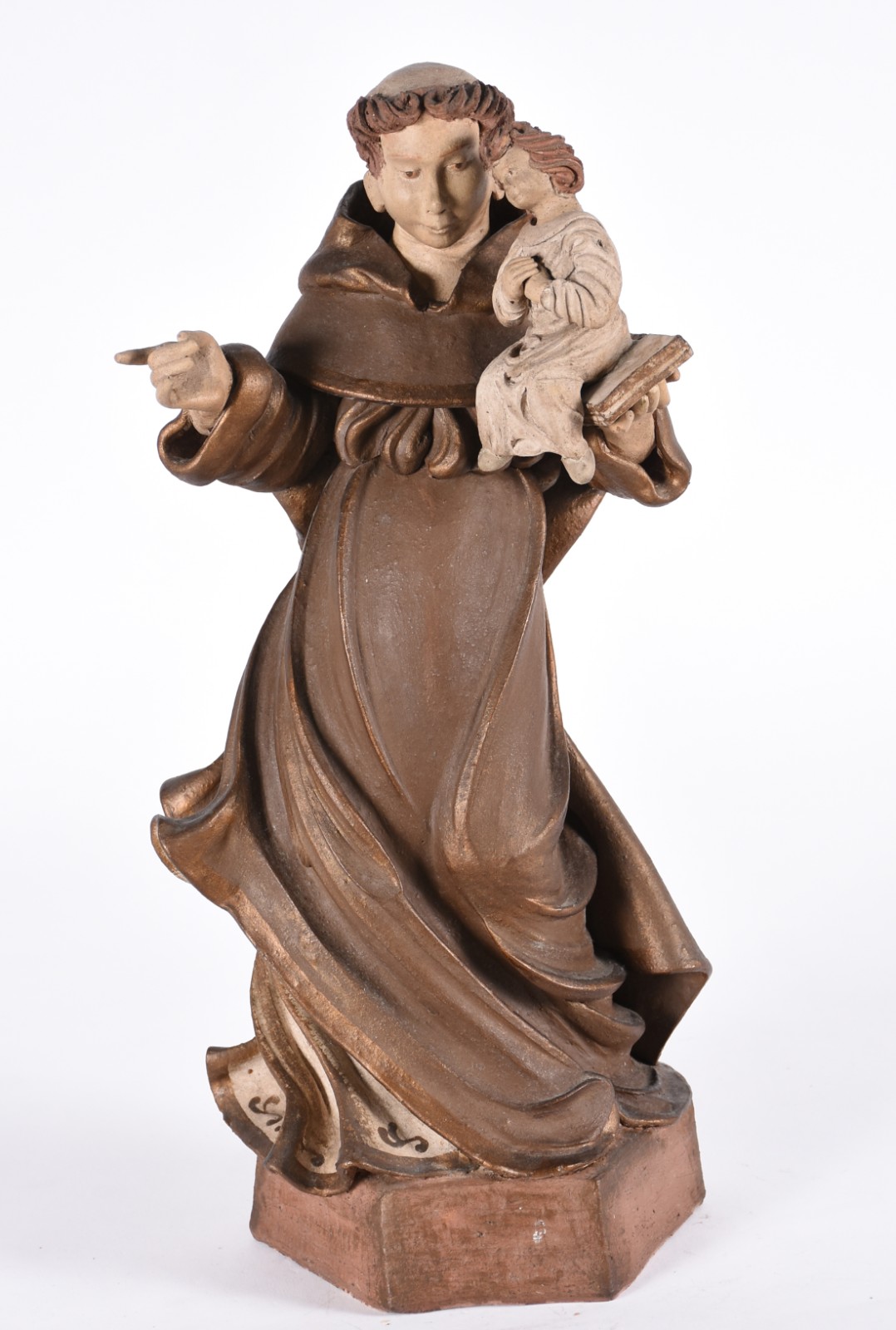 Imagem de terracota século XX representando Santo Antônio. - foto 1 de 4