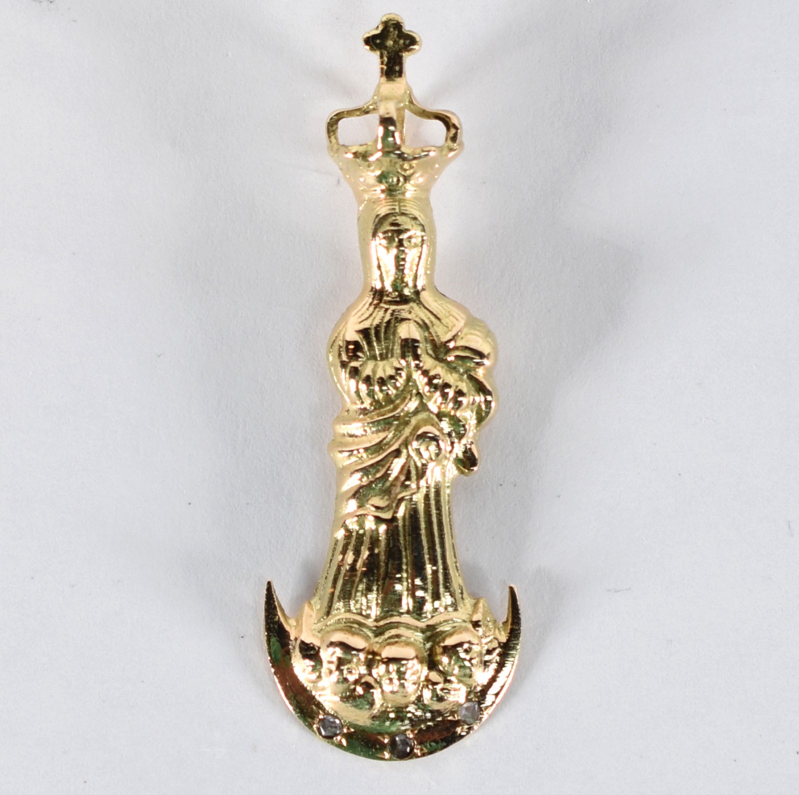 Nossa Senhora - Antiga Santa de pendurar em ouro 18 k. com pequenos... - foto 1 de 2