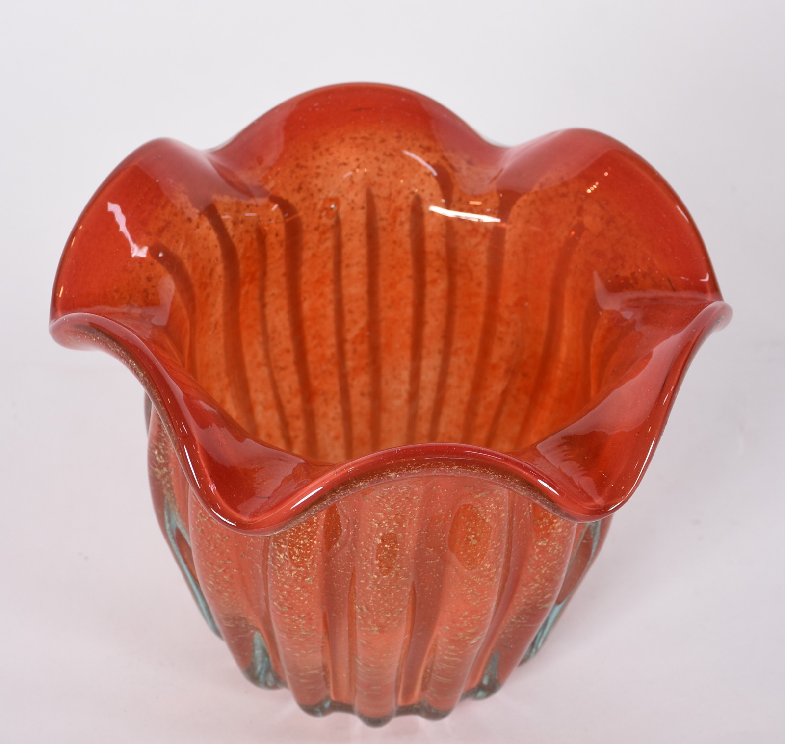 Cachepot de vidro decorativo na cor laranja. - foto 1 de 4