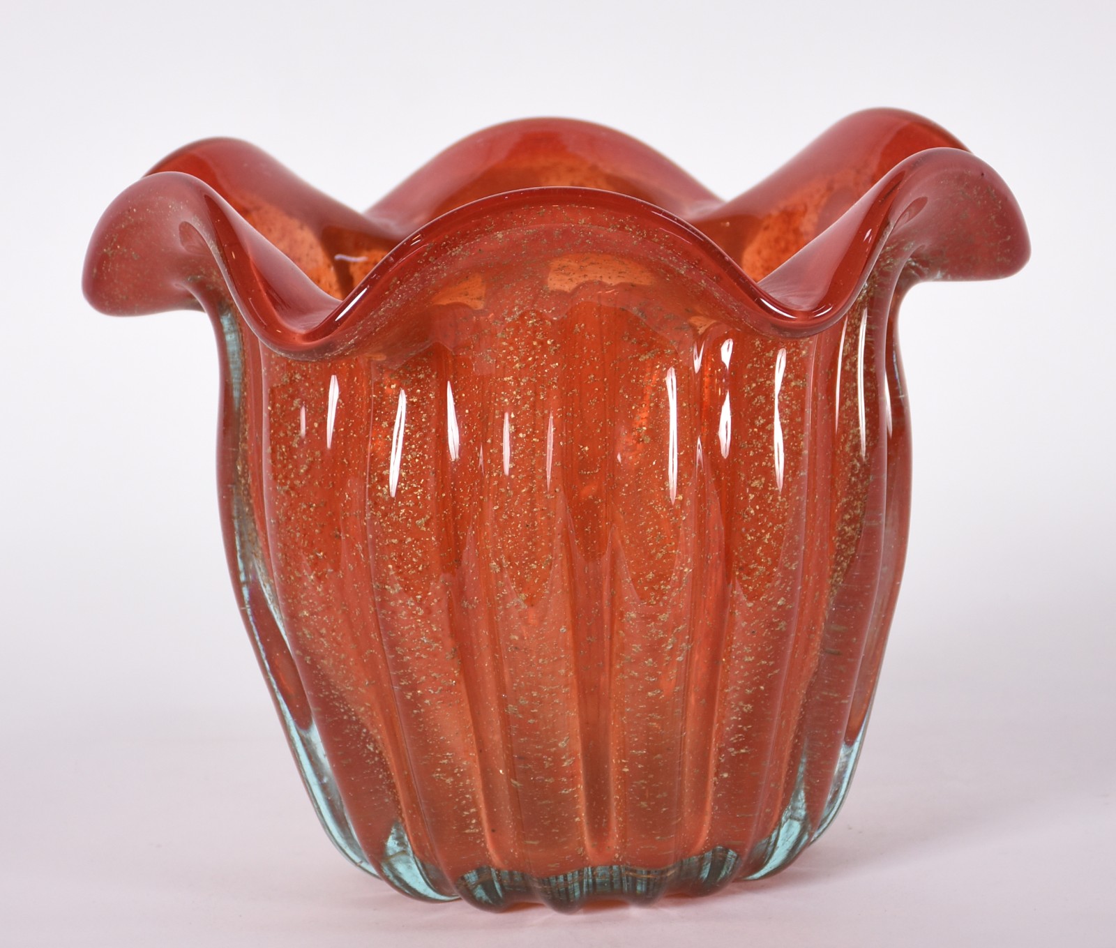 Cachepot de vidro decorativo na cor laranja. - foto 2 de 4