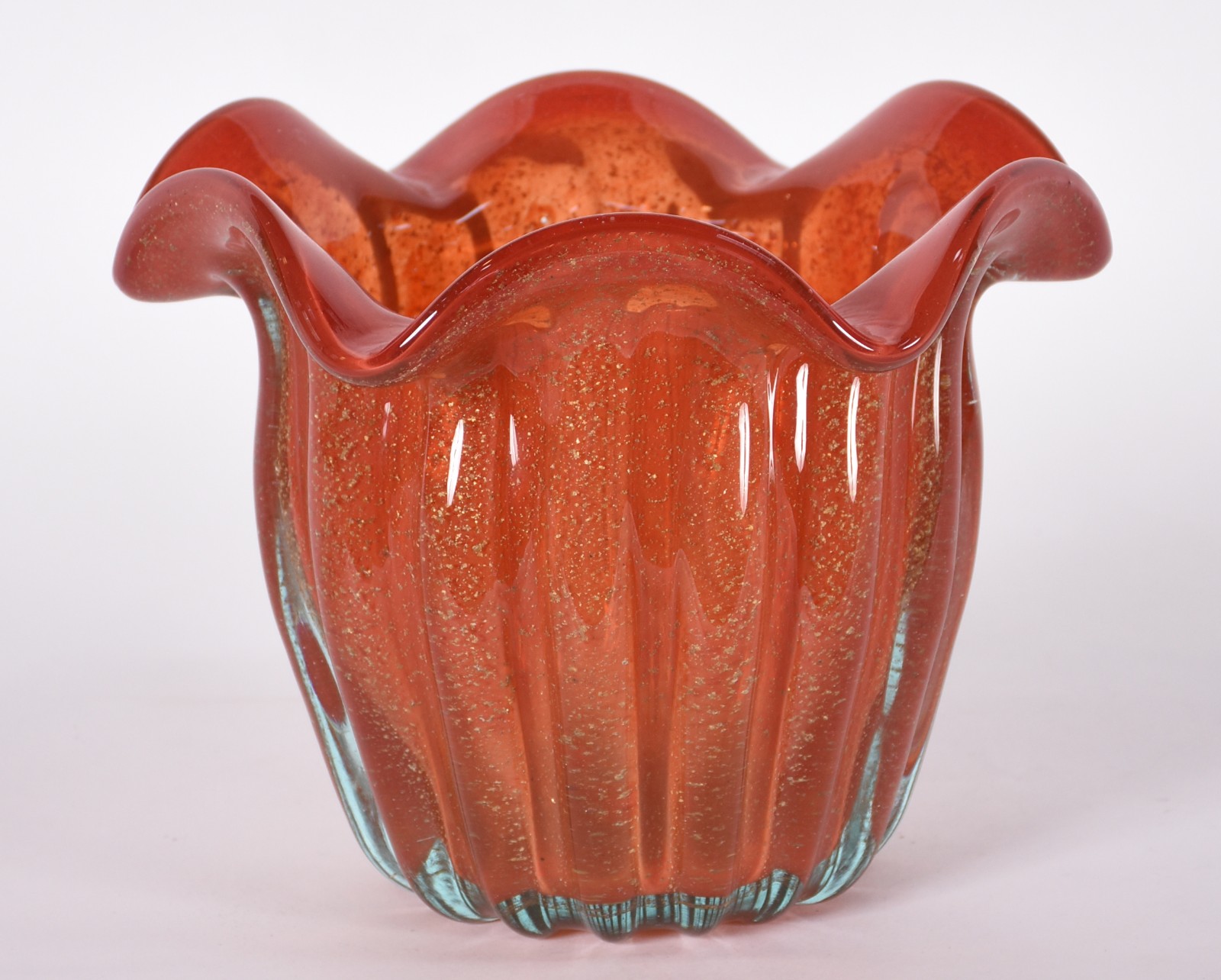 Cachepot de vidro decorativo na cor laranja. - foto 4 de 4