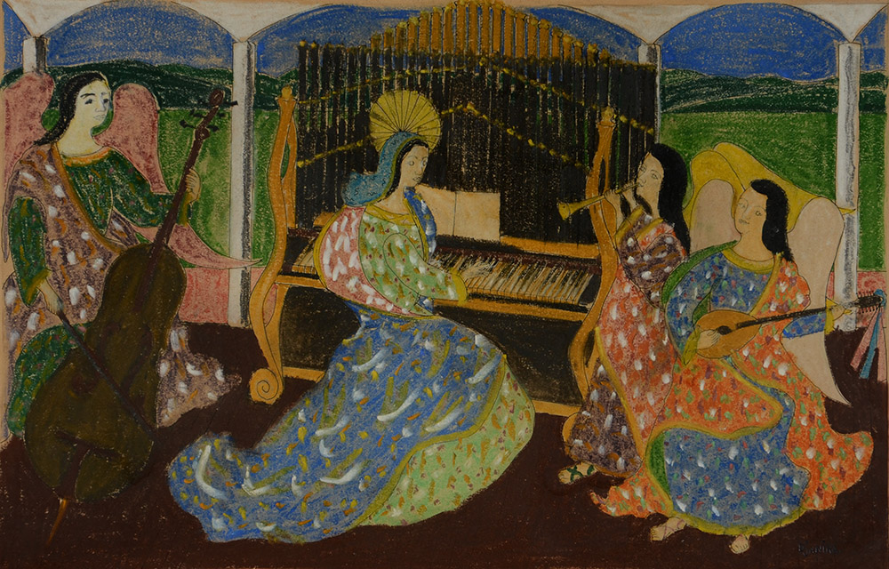 DJANIRA da Motta e Silva (1914 / 1979) - anjos musicistas - pastel e... - foto 1 de 2