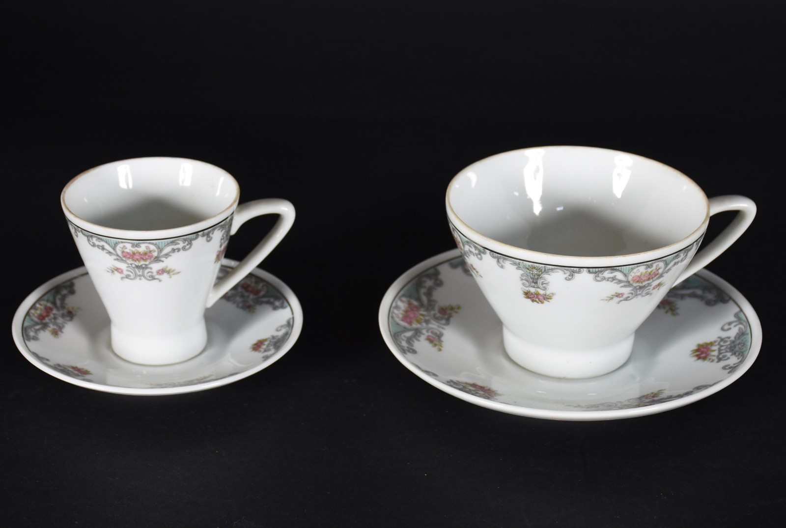 Serviço de chá e café de porcelana Schmidt, borda floral em... - foto 3 de 6