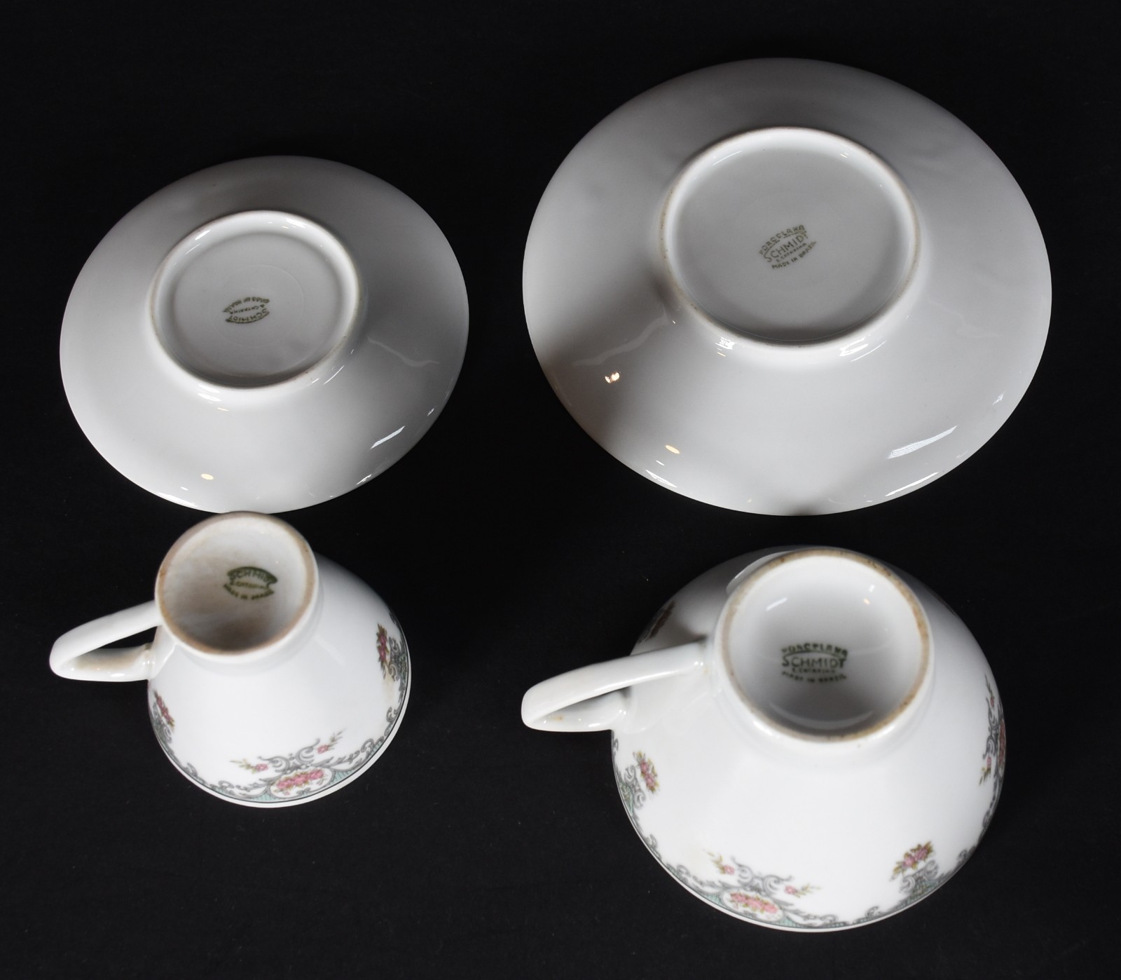 Serviço de chá e café de porcelana Schmidt, borda floral em... - foto 6 de 6