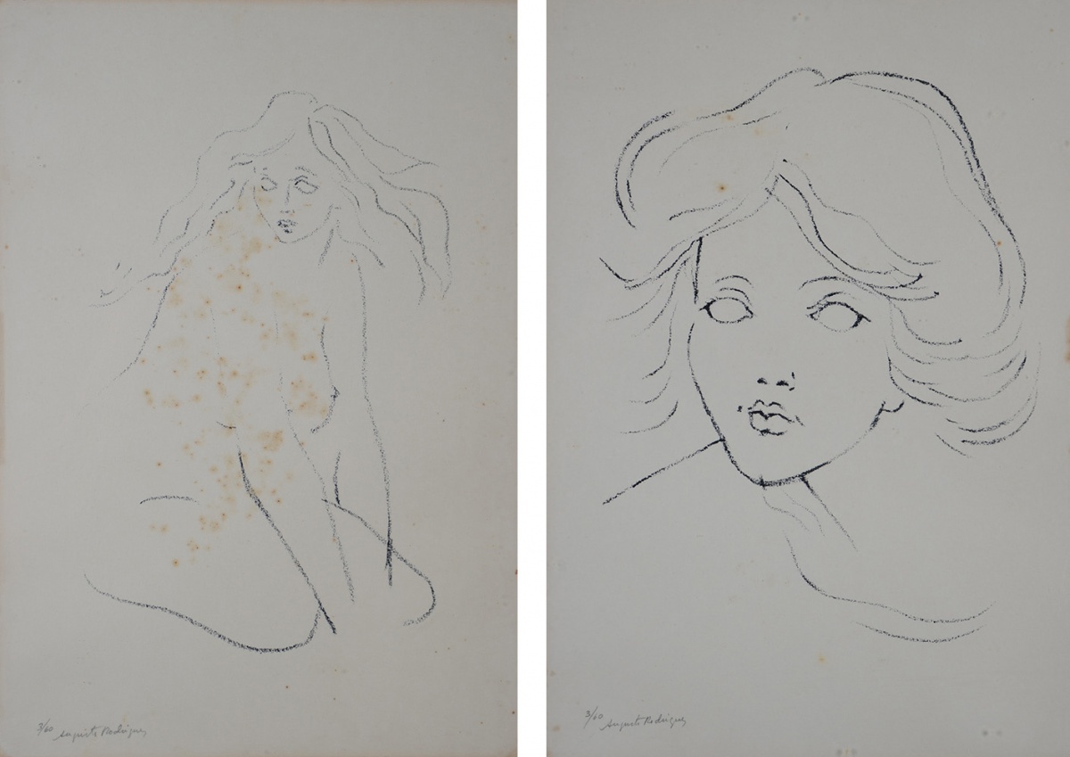 AUGUSTO RODRIGUES - Par de gravuras - Figura Feminina - 47 x 34... - foto 1 de 2