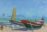 Ricardo Newton (1950), Bolo e Rix vão á praia, ... - Óleo sobre tela, sem moldura.