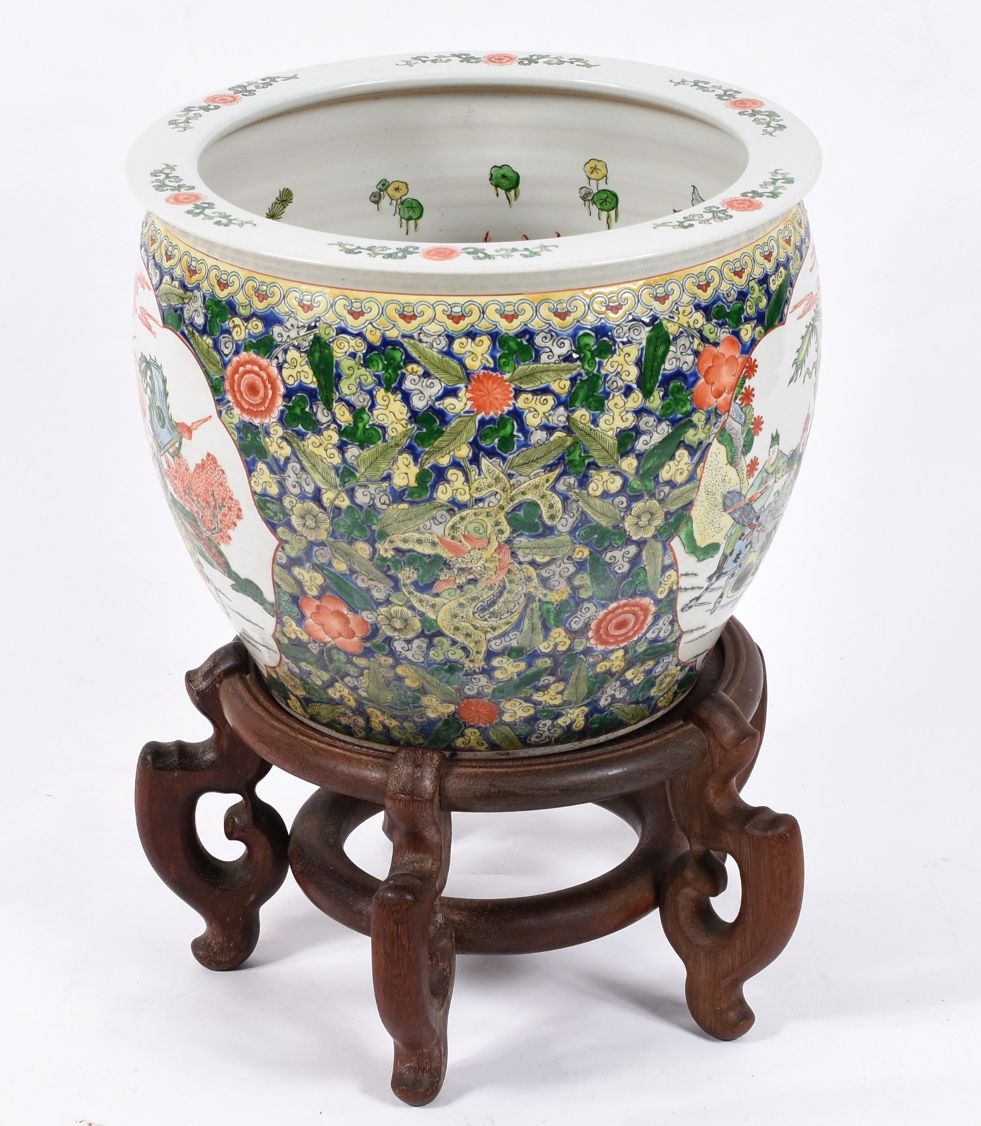 Aquário/cachepot de porcelana oriental decorado com guerreiros e... - foto 3 de 5