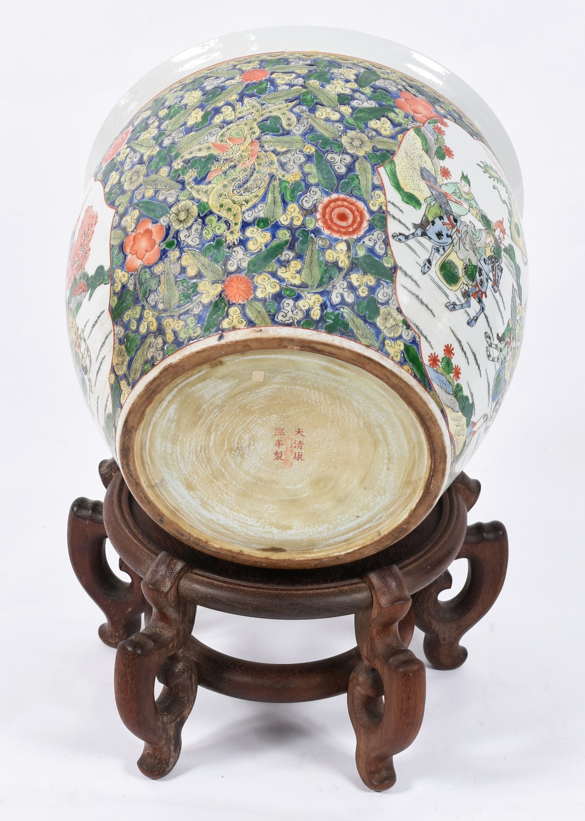 Aquário/cachepot de porcelana oriental decorado com guerreiros e... - foto 4 de 5
