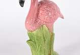 Escultura de cerâmica representando flamingo em... - Escultura de cerâmica representando flamingo em policromia.<br><br>