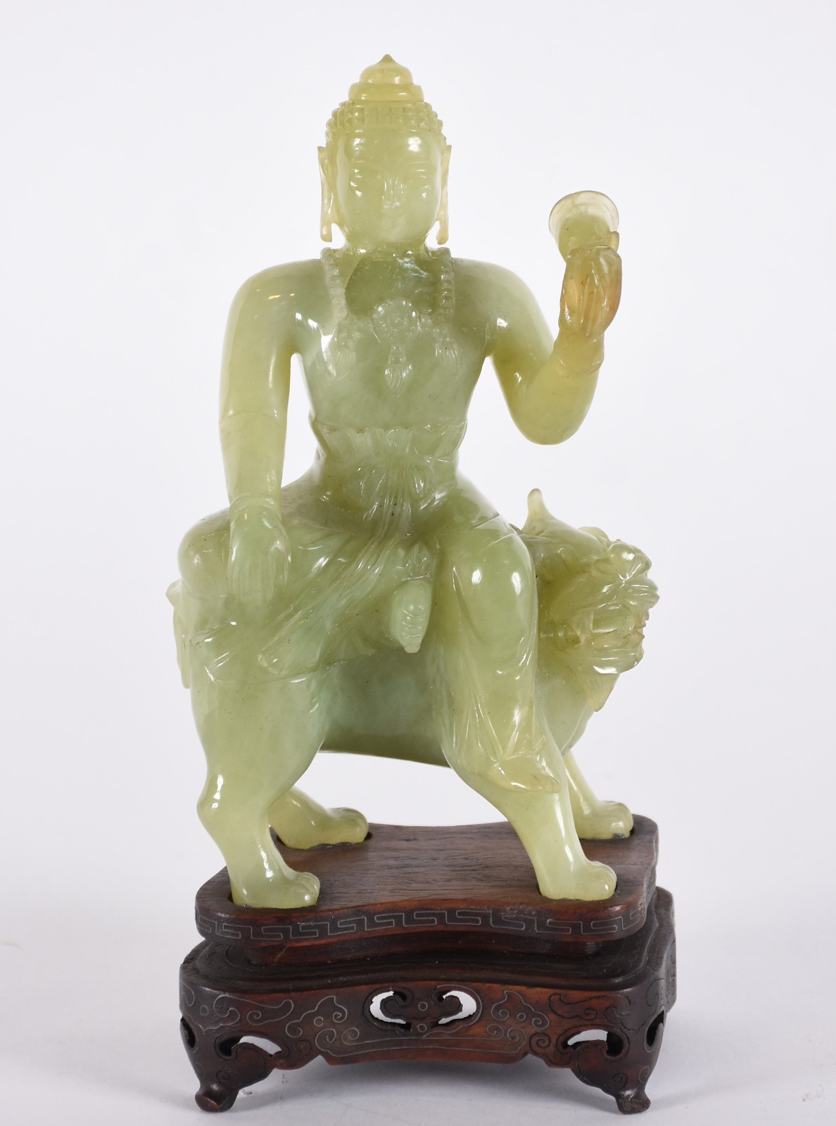 Estatueta representando Deusa Indiana com cão de fó, base de... - foto 1 de 4