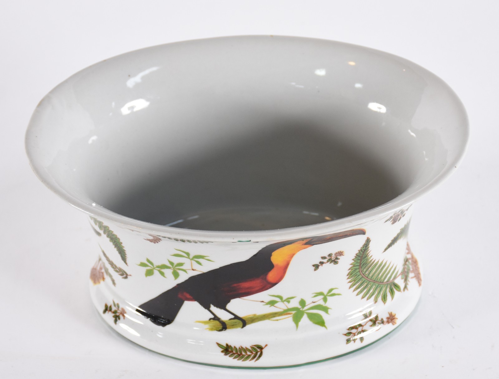 Cachepot de porcelana com pássaros e folhas em policromia - foto 2 de 4