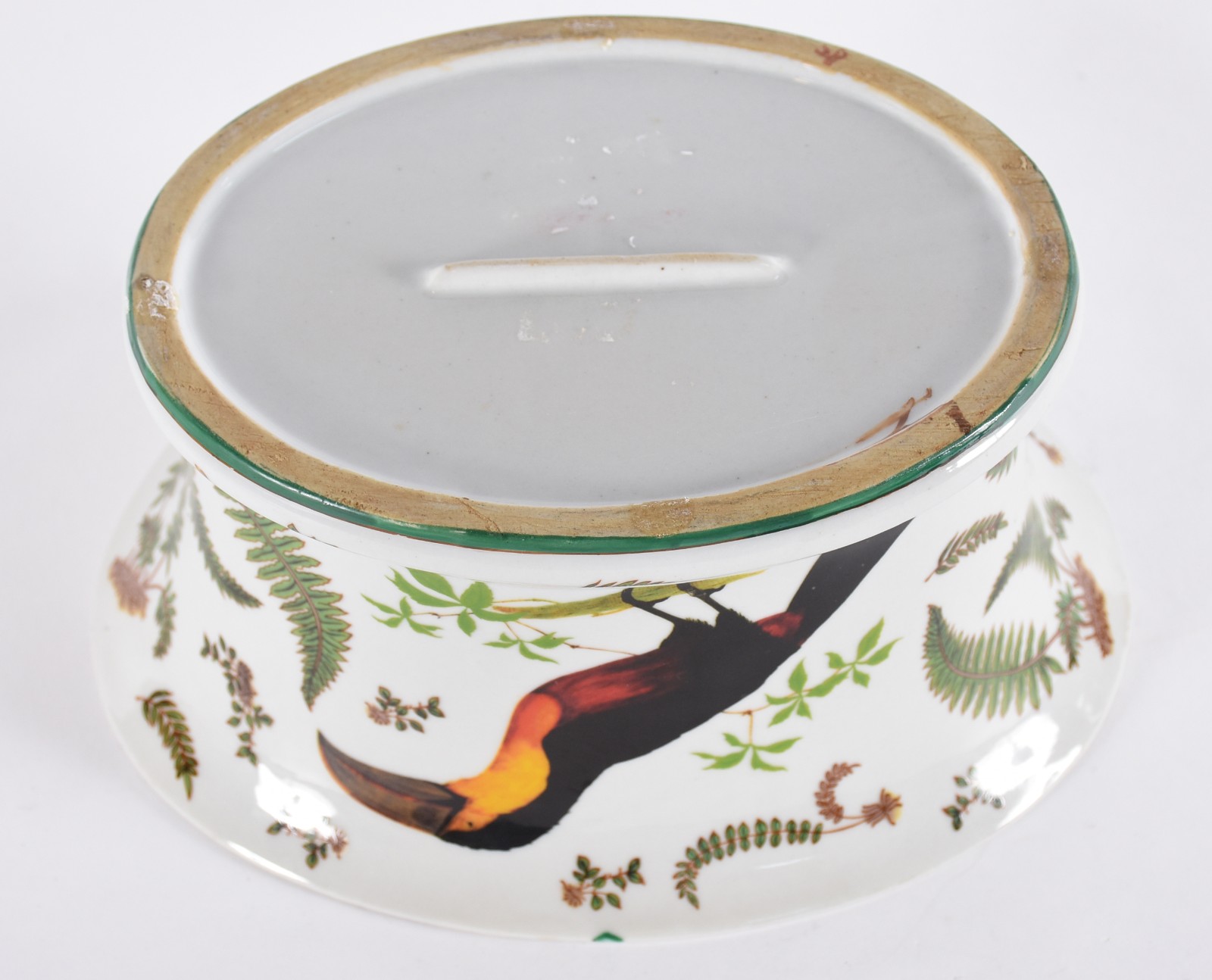 Cachepot de porcelana com pássaros e folhas em policromia - foto 4 de 4