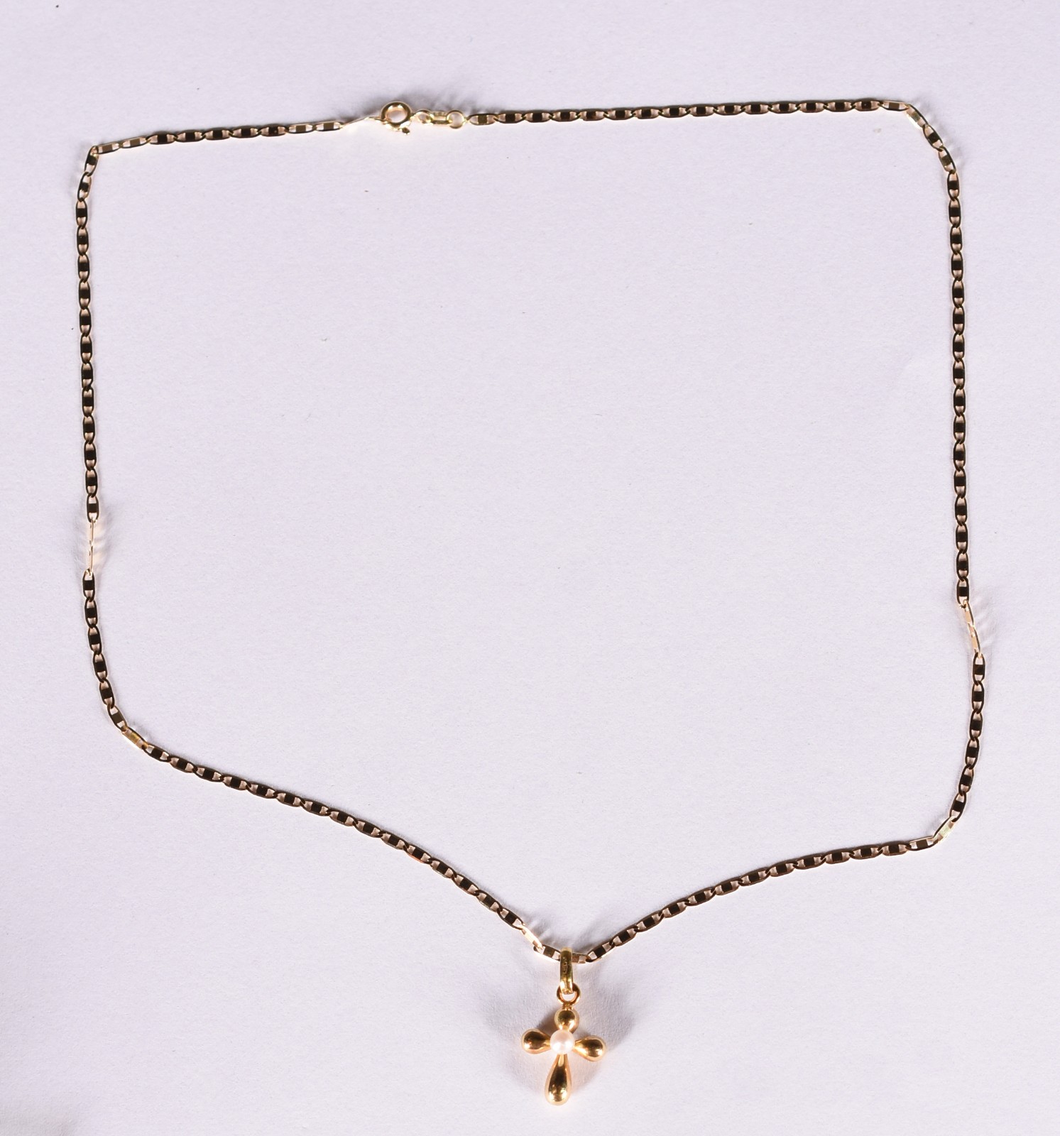 Gargantilha de ouro 18 k, contraste 750 com perola e pingente (Por... - foto 2 de 6