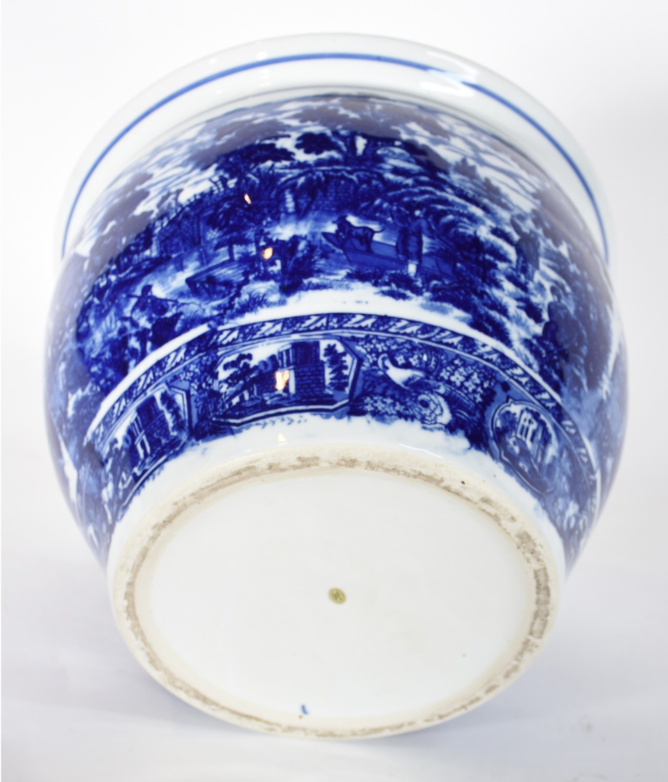 Cachepot de porcelana oriental decorado com paisagem em azul e branco... - foto 6 de 6