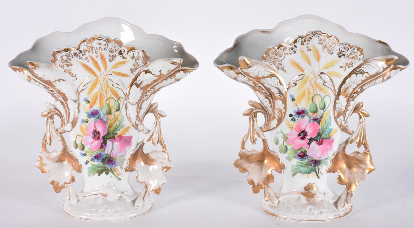 Par de imponentes vasos de porcelana francesa Velho Paris ricamente... - foto 1 de 7