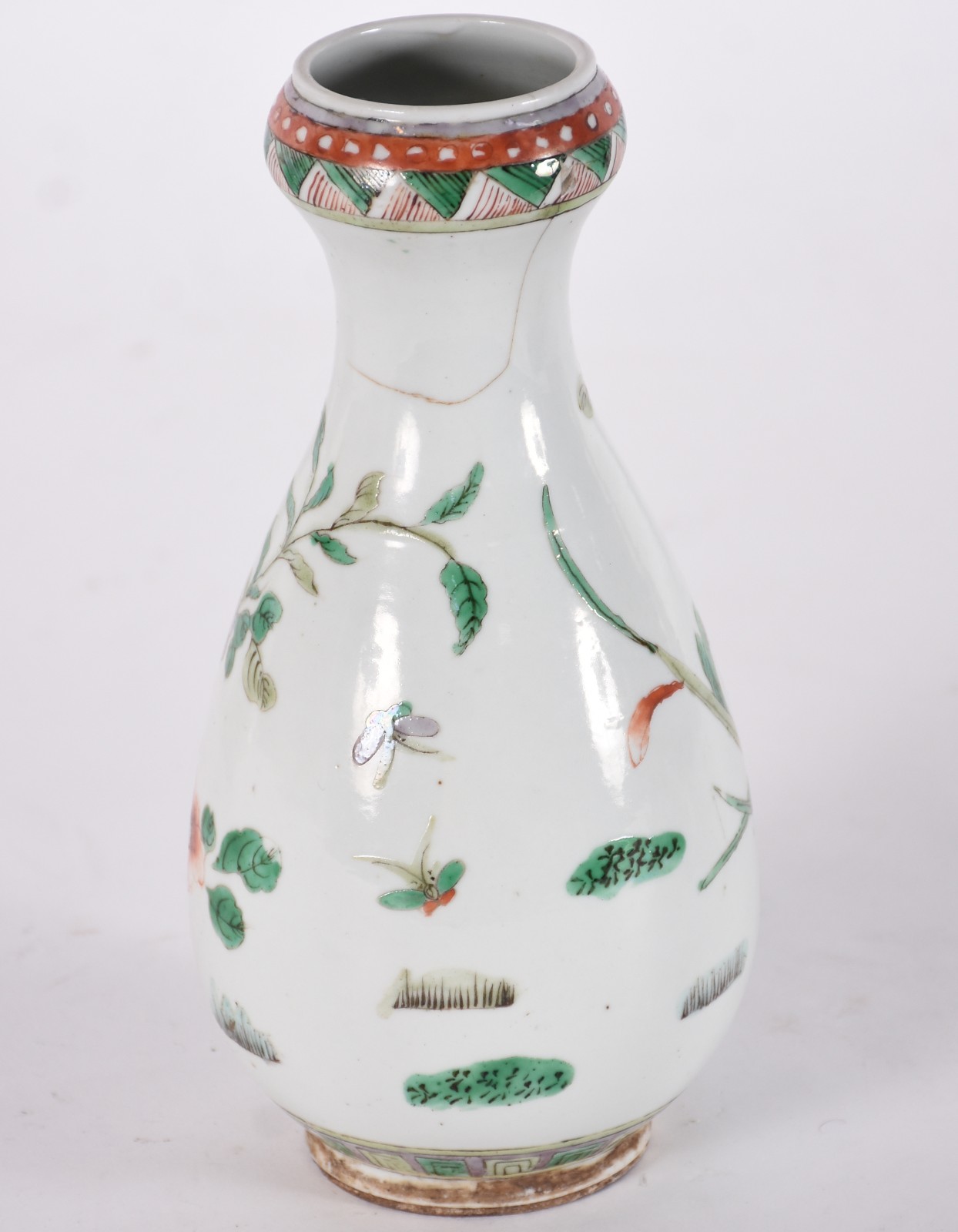 Vaso de porcelana oriental decorado com folhas e flores em policromia... - foto 3 de 5