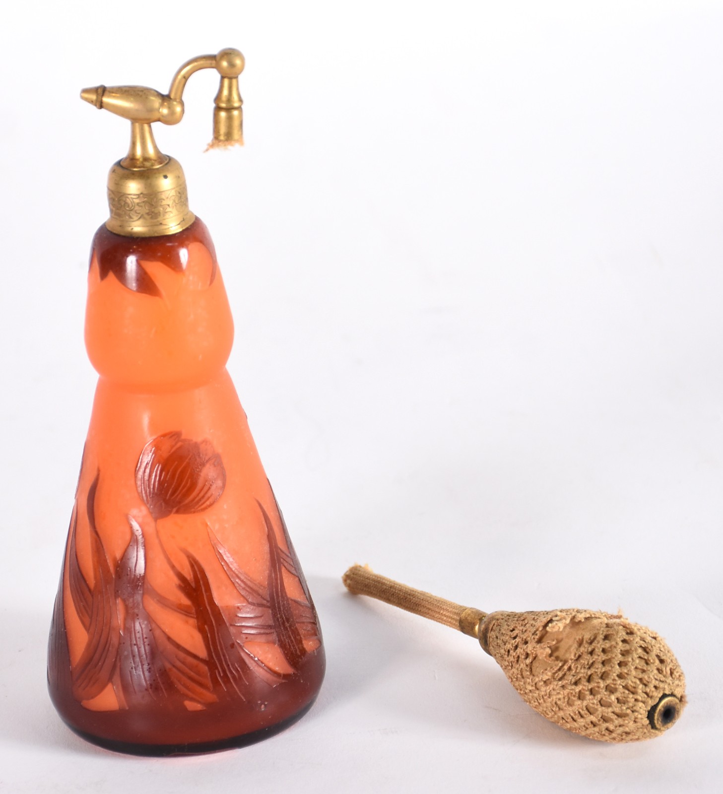 Perfumeiro de pasta de vidro na cor laranja, assinado. - foto 1 de 4