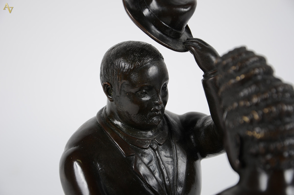 BOTERO - Escultura em bronze com base em mármore representando casal... - foto 4 de 6