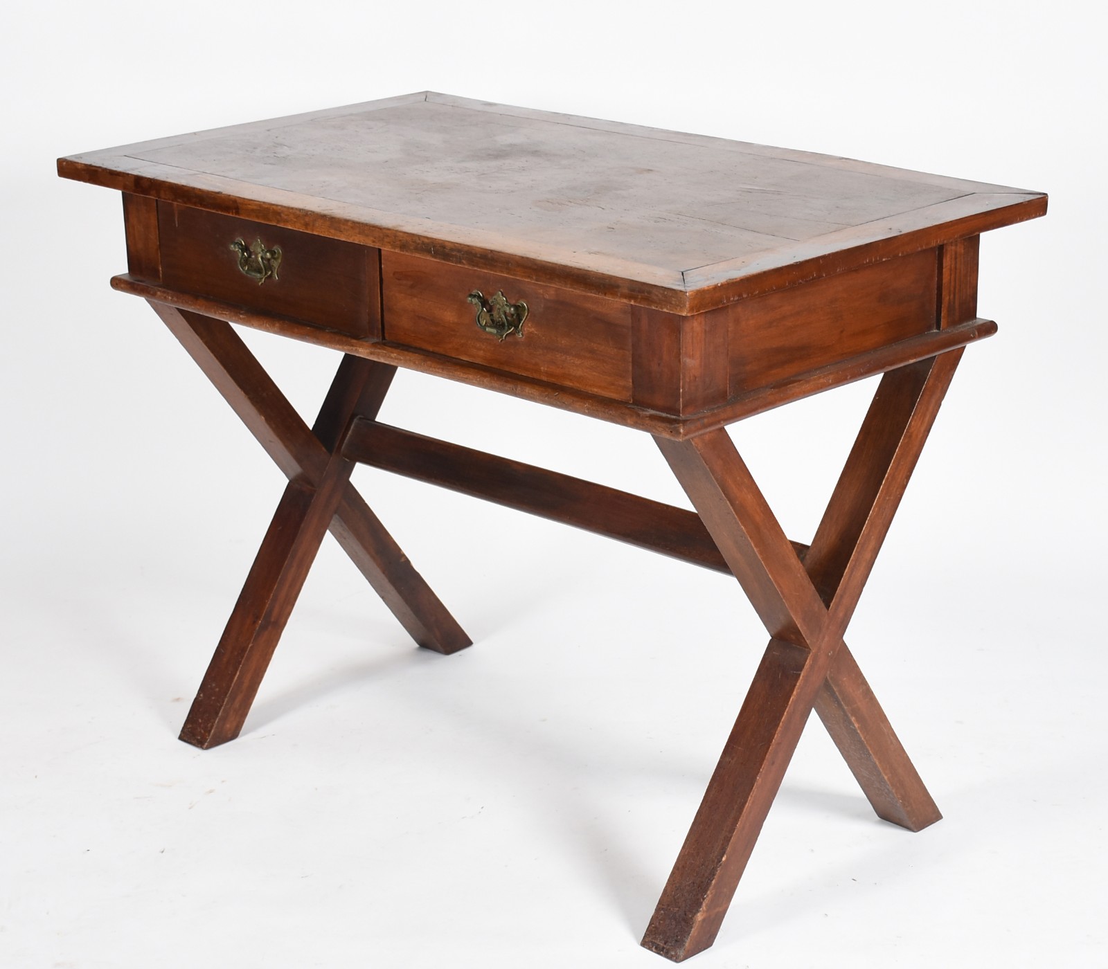 Mesa de escritório de madeira nobre, tampo retangular com duas... - foto 1 de 5