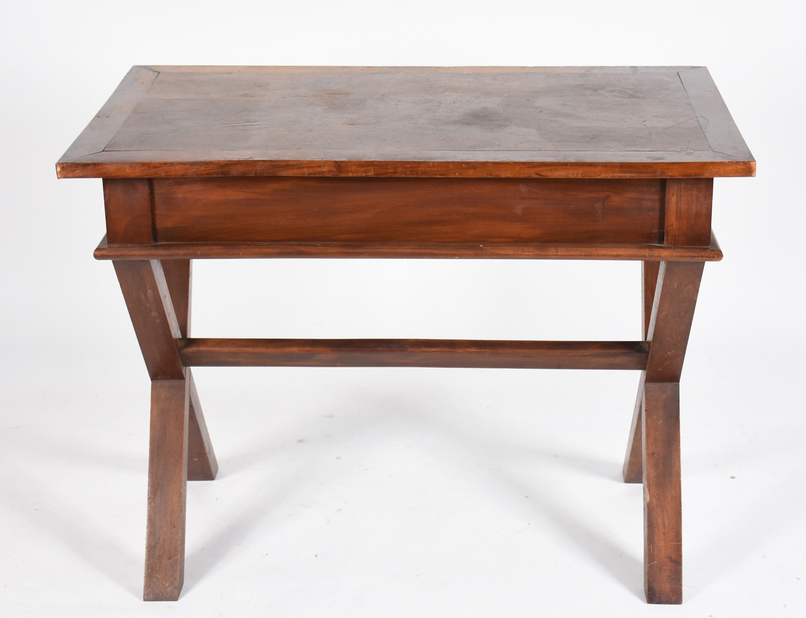 Mesa de escritório de madeira nobre, tampo retangular com duas... - foto 5 de 5