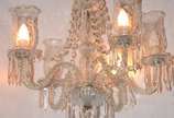 Lustre de cristal para 5 luzes com pingentes la... - Lustre de cristal para 5 luzes com pingentes lapidados.