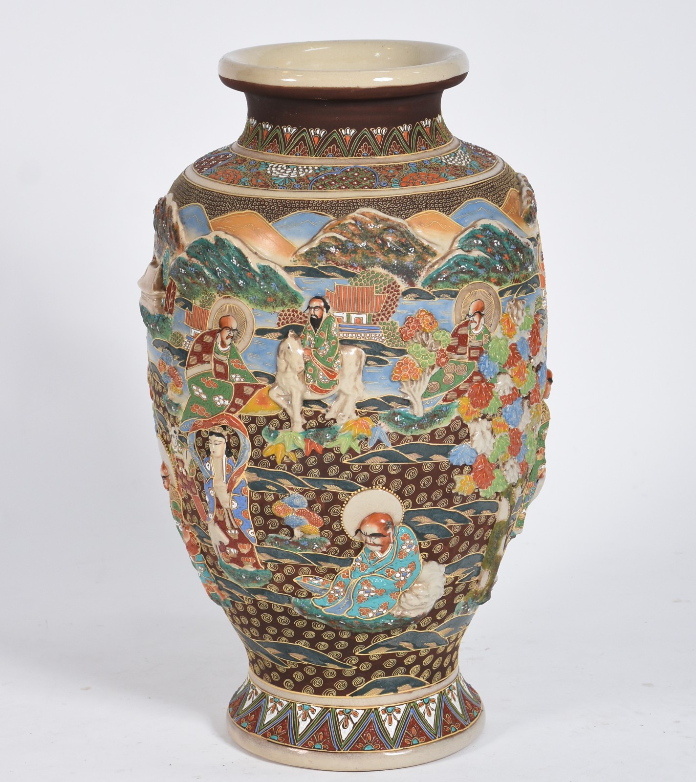 Jarrão de porcelana Satzuma Imperial ricamente decorado em policromia... - foto 1 de 4