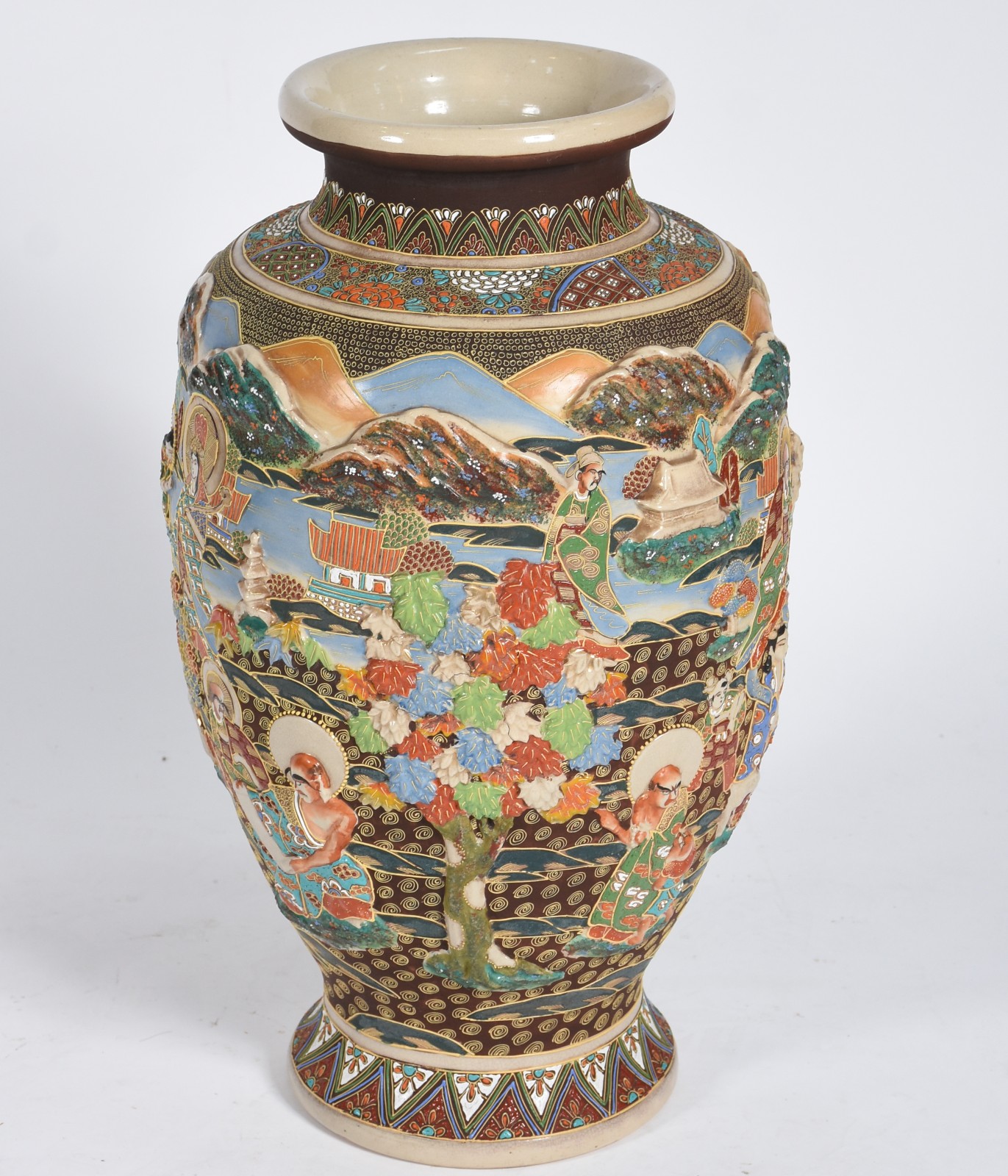 Jarrão de porcelana Satzuma Imperial ricamente decorado em policromia... - foto 3 de 4