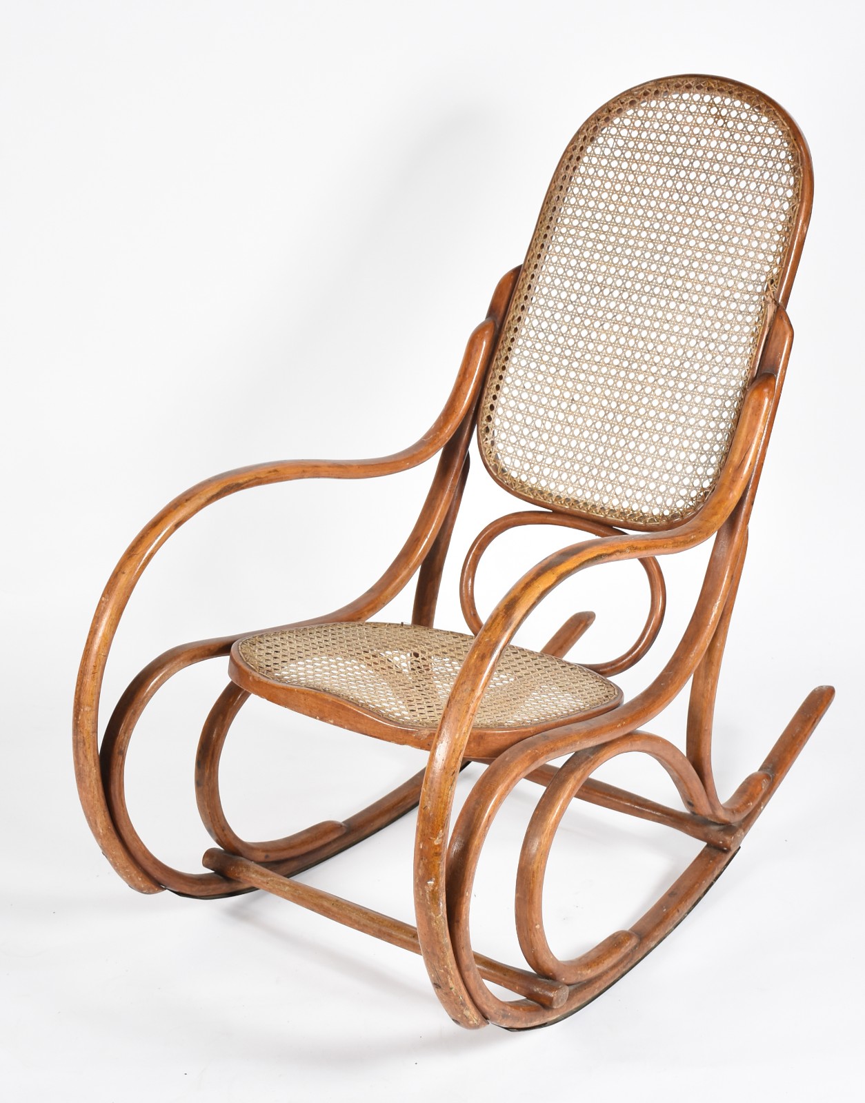 Cadeira de balanço de madeira nobre, estilo austríaco Thonet, assento... - foto 1 de 7