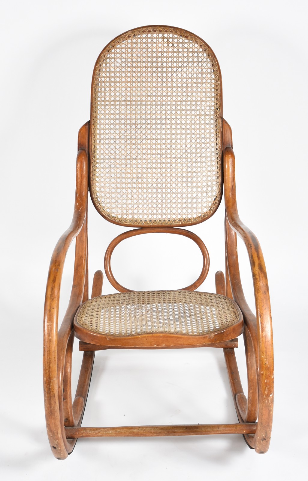 Cadeira de balanço de madeira nobre, estilo austríaco Thonet, assento... - foto 2 de 7
