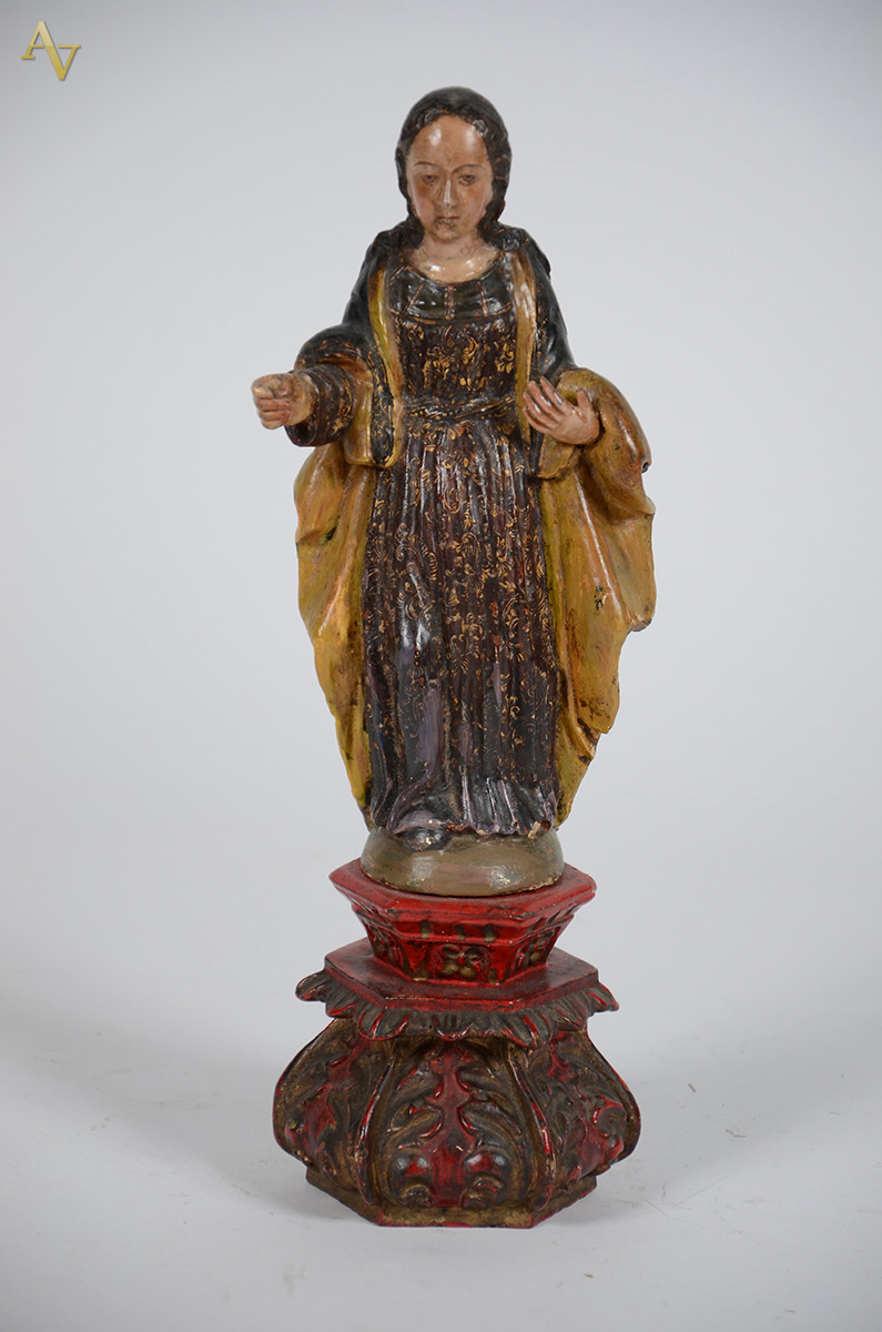 NOSSA SENHORA DE POTOSI - Antiga Imagem em madeira, policromada e... - foto 1 de 2