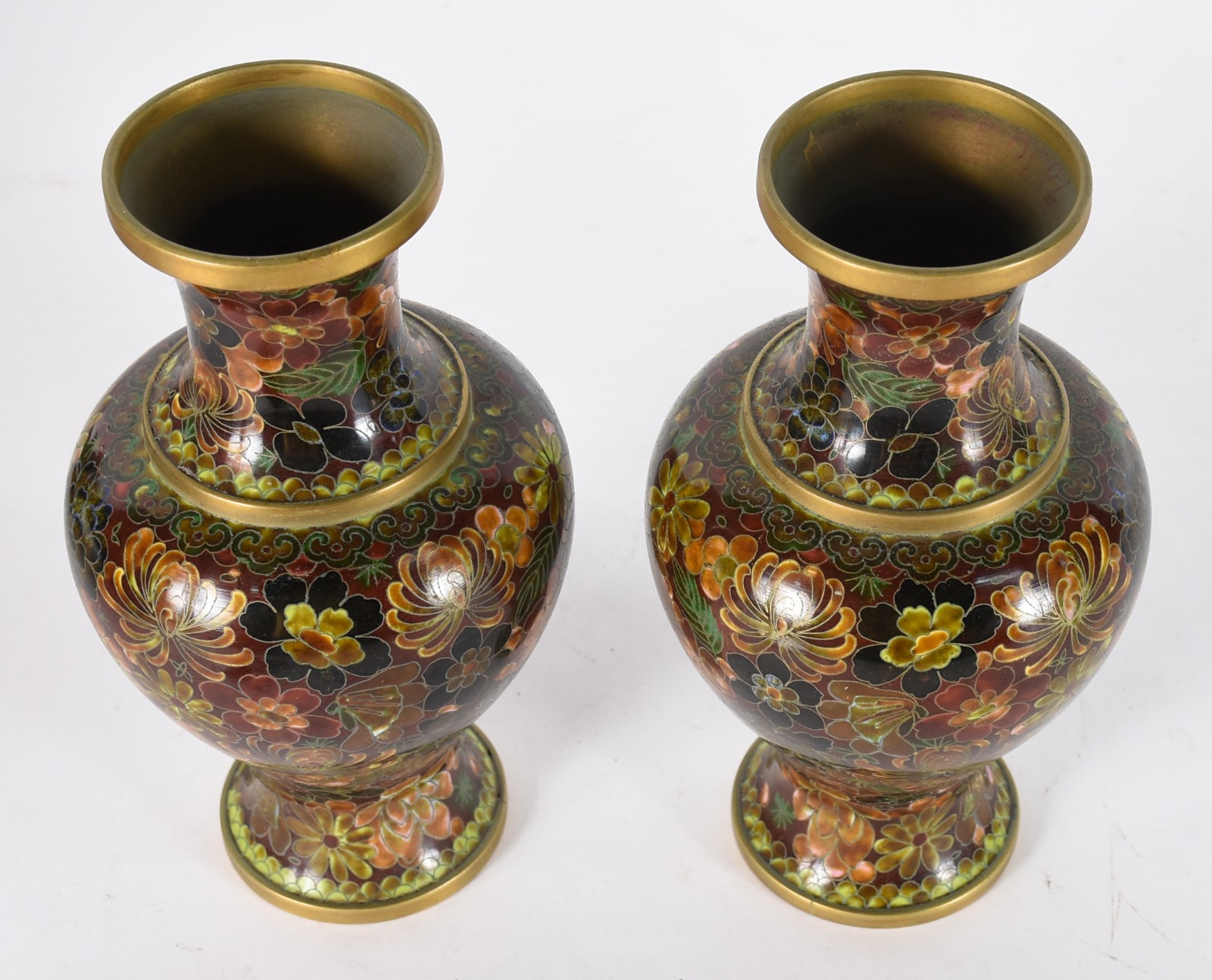 Par de vasos orientais de cloisoné floral. - foto 2 de 4