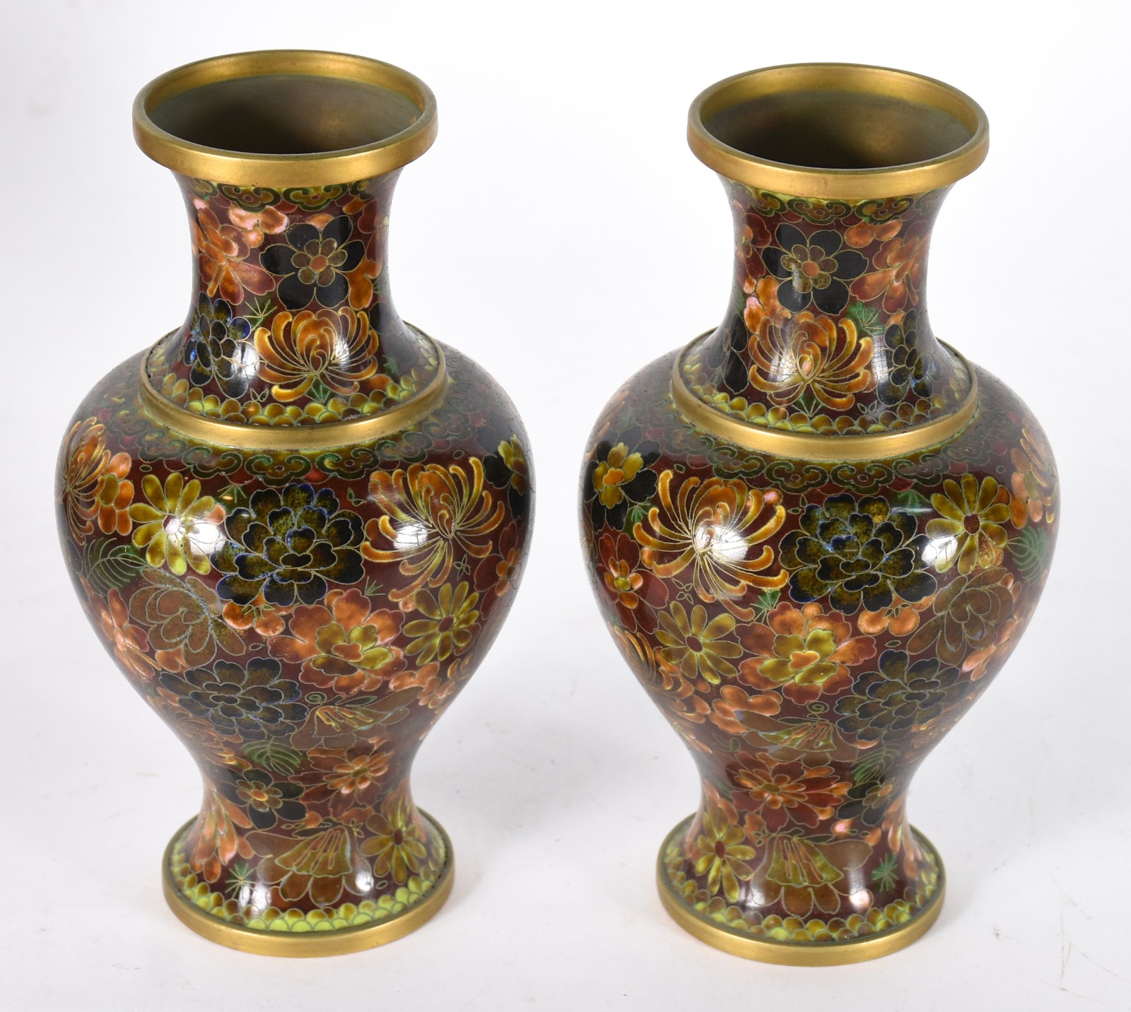 Par de vasos orientais de cloisoné floral. - foto 3 de 4