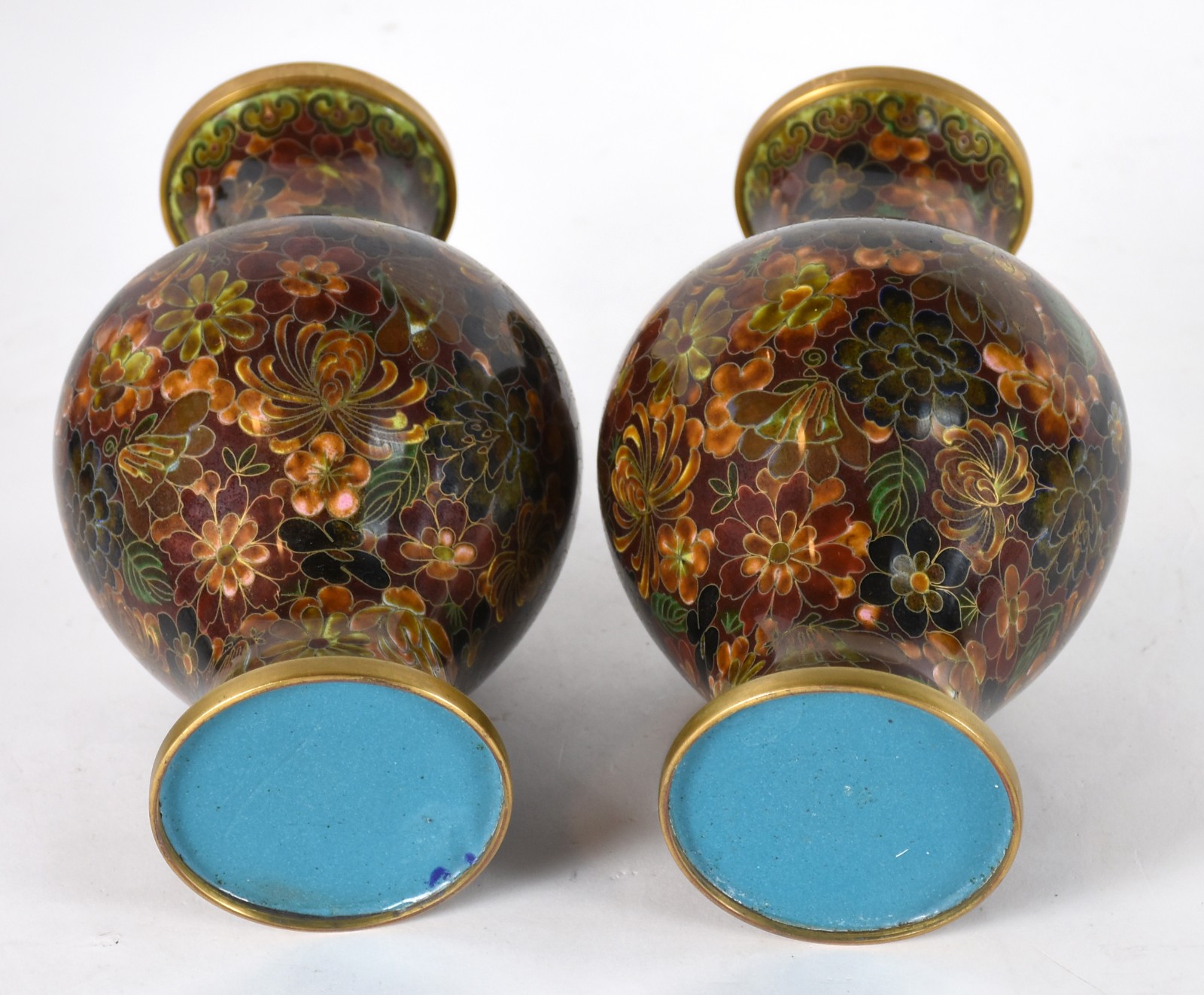 Par de vasos orientais de cloisoné floral. - foto 4 de 4