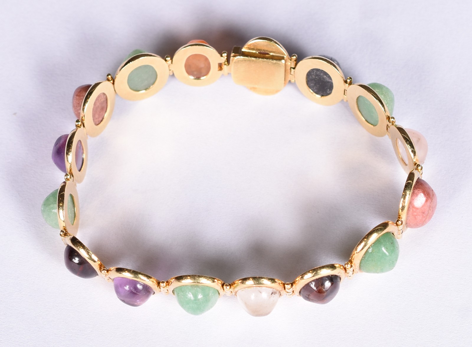 Pulseira em ouro 18 k, contraste 750 e 16 pedras cabochon coloridas... - foto 2 de 4