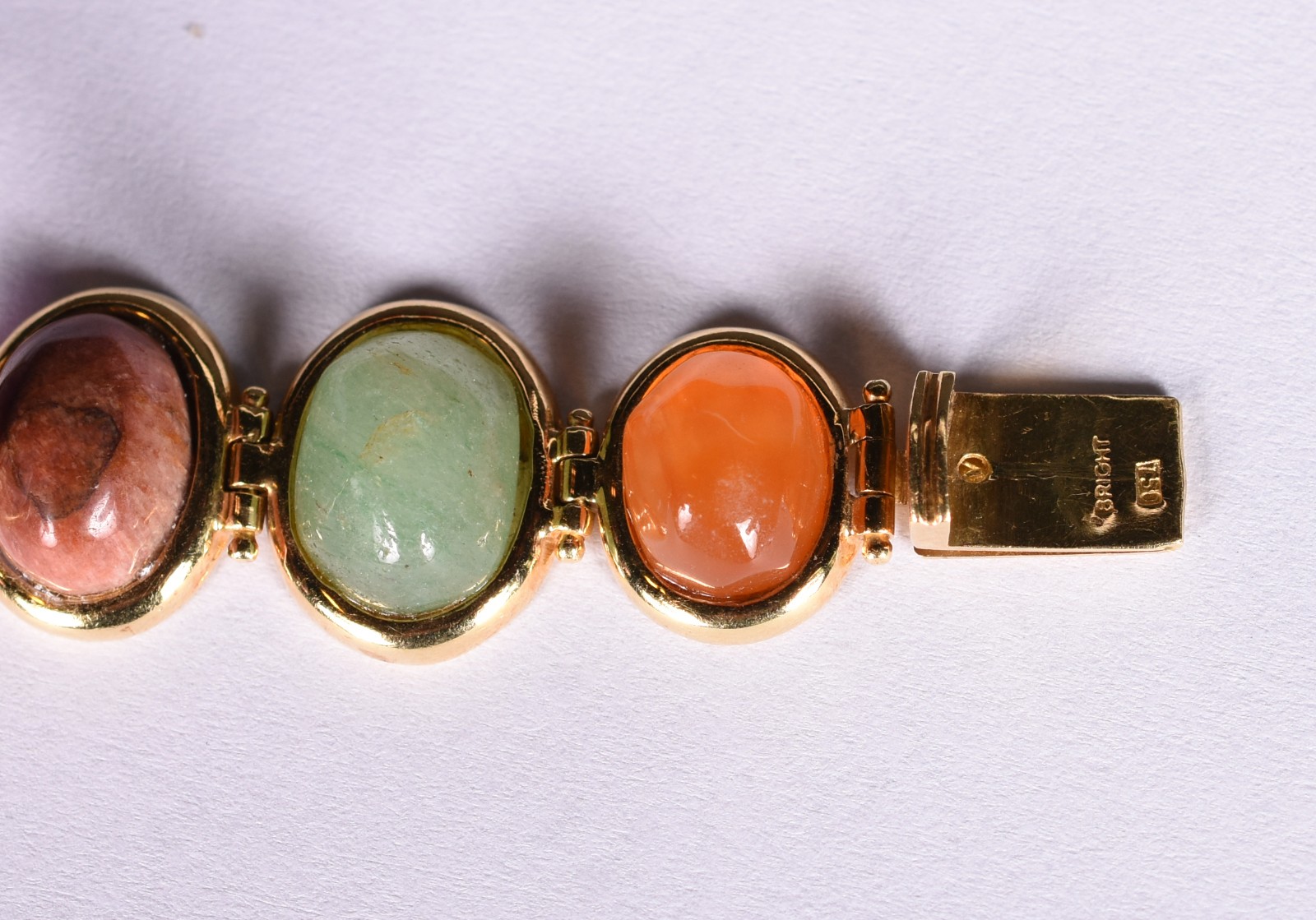 Pulseira em ouro 18 k, contraste 750 e 16 pedras cabochon coloridas... - foto 4 de 4