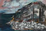 Júlio Vieira (1933-1999), Repouso Solidão - Óleo sobre tela - datado de 1990. <br>