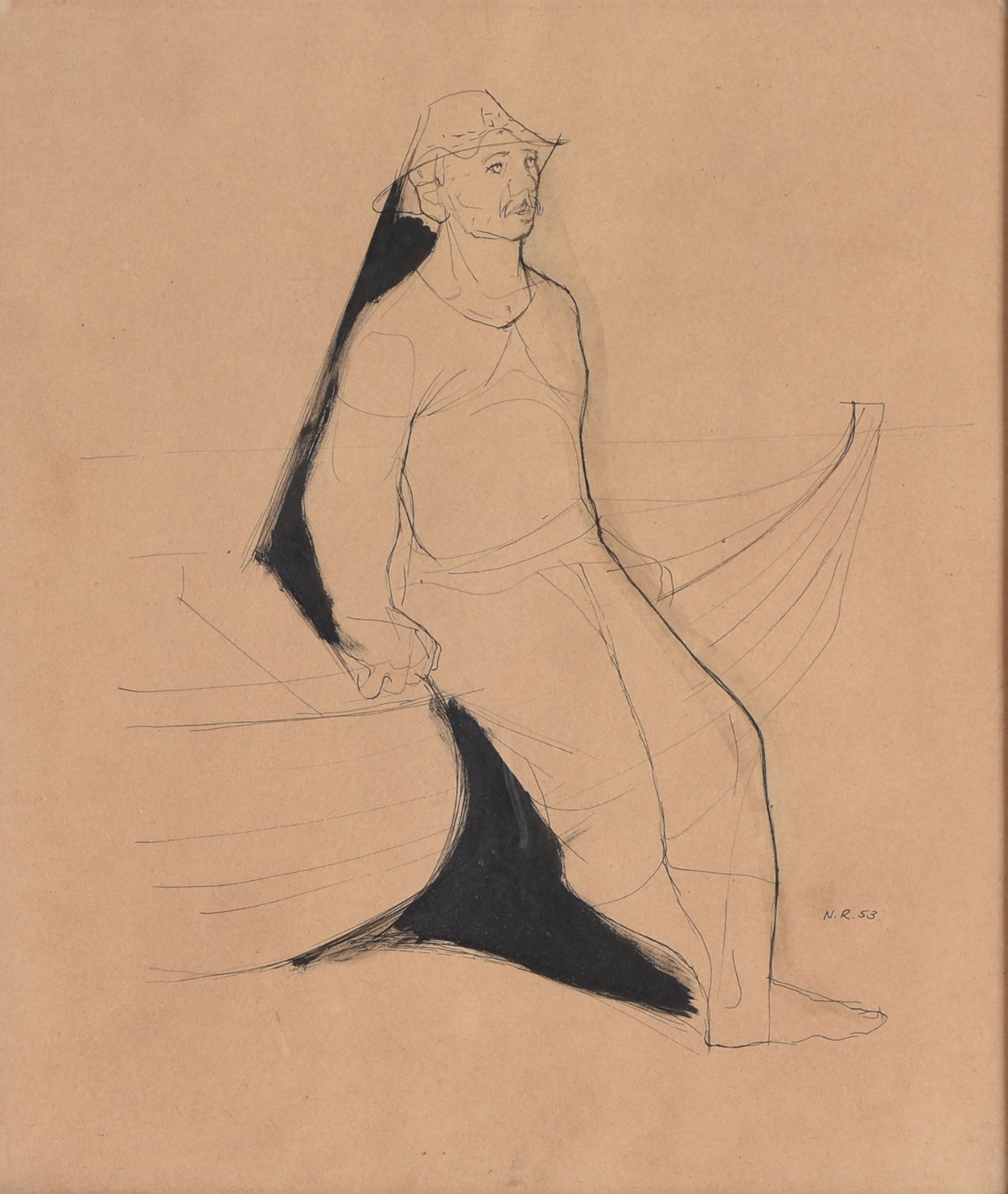 Newton Rezende (1912-1994), Figura Masculina com Barco - foto 1 de 4