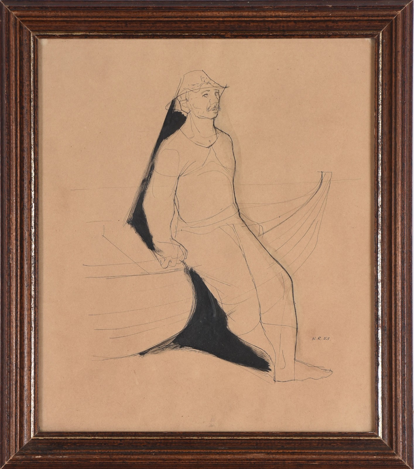 Newton Rezende (1912-1994), Figura Masculina com Barco - foto 2 de 4