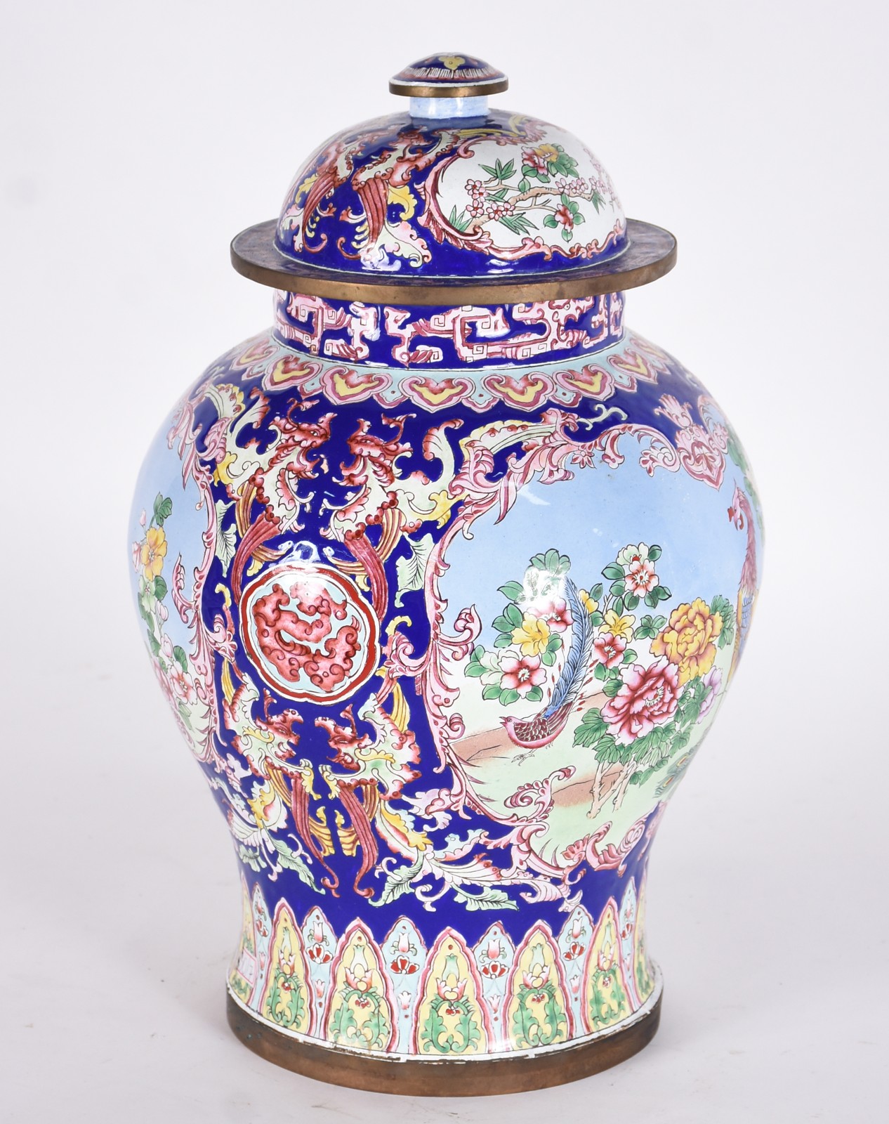 Antigo Vaso de cloisonné ricamente decorado com aves do paraíso e... - foto 2 de 5